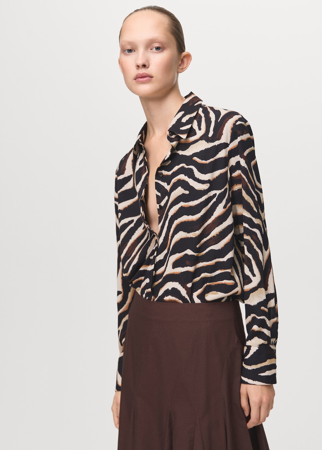 Straight-cut animal-print blouse