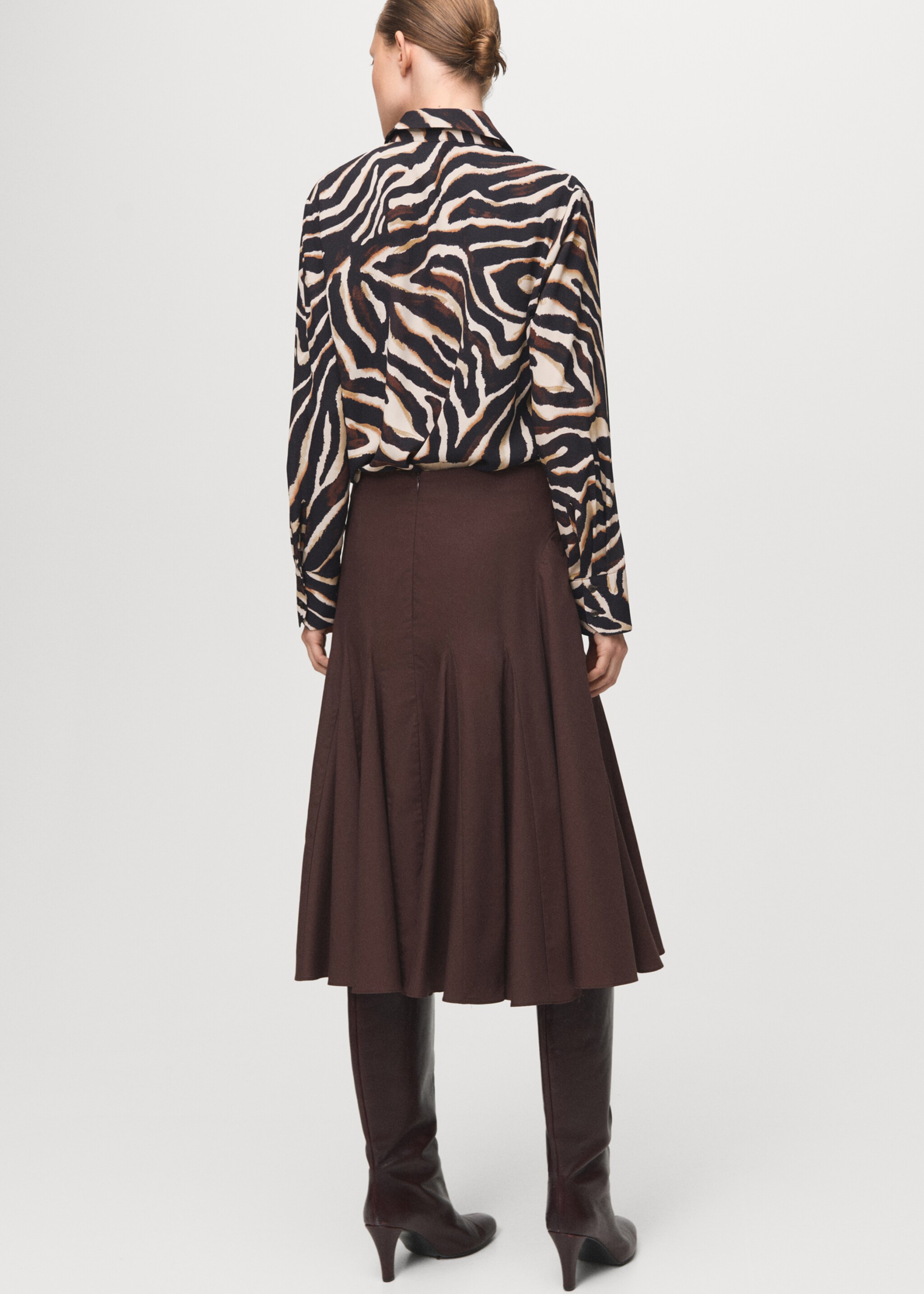 Straight-cut animal-print blouse - Reverse of the article, Black. Ref: 27051236-00.