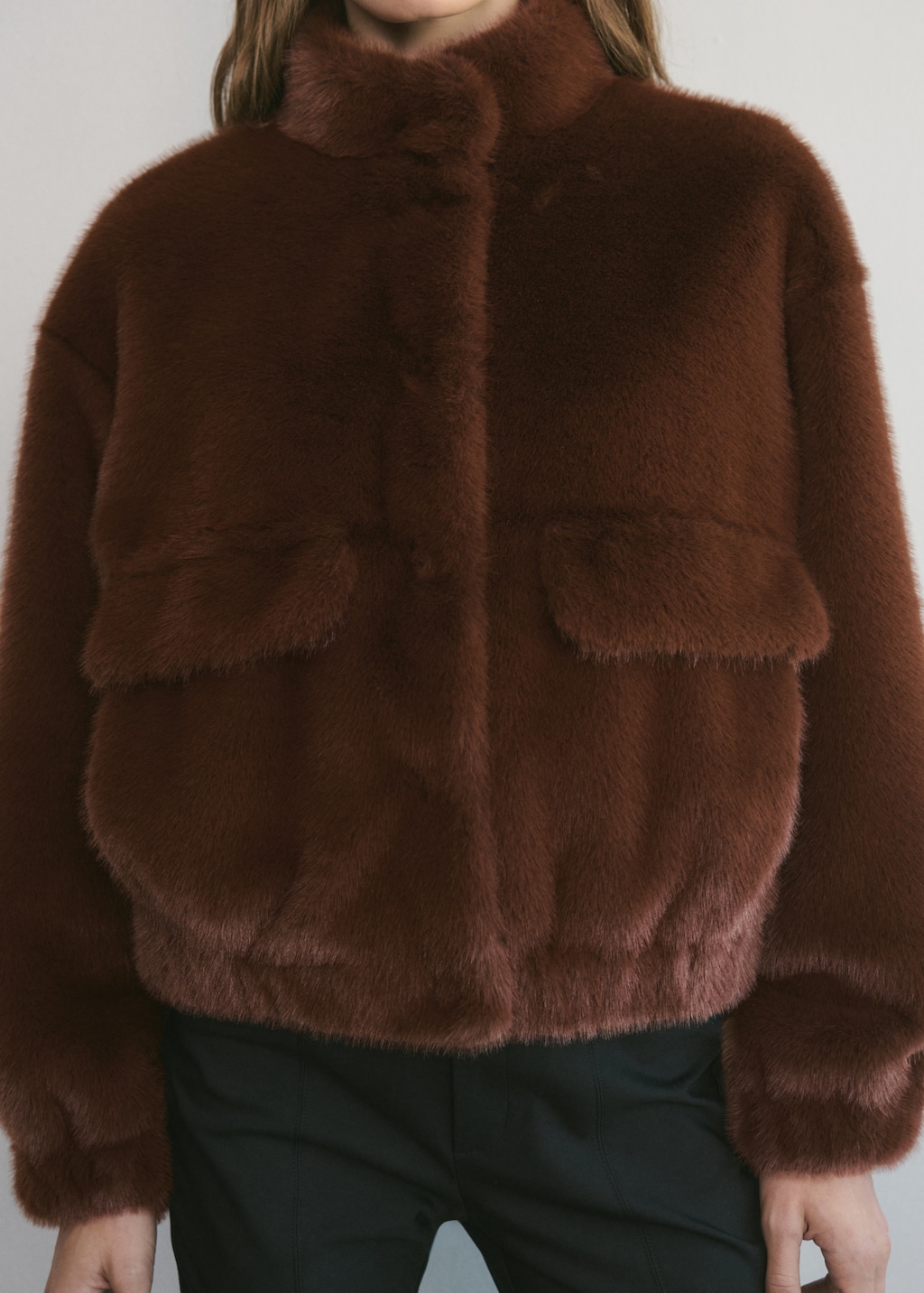 Mango Faux-fur jacket with pockets