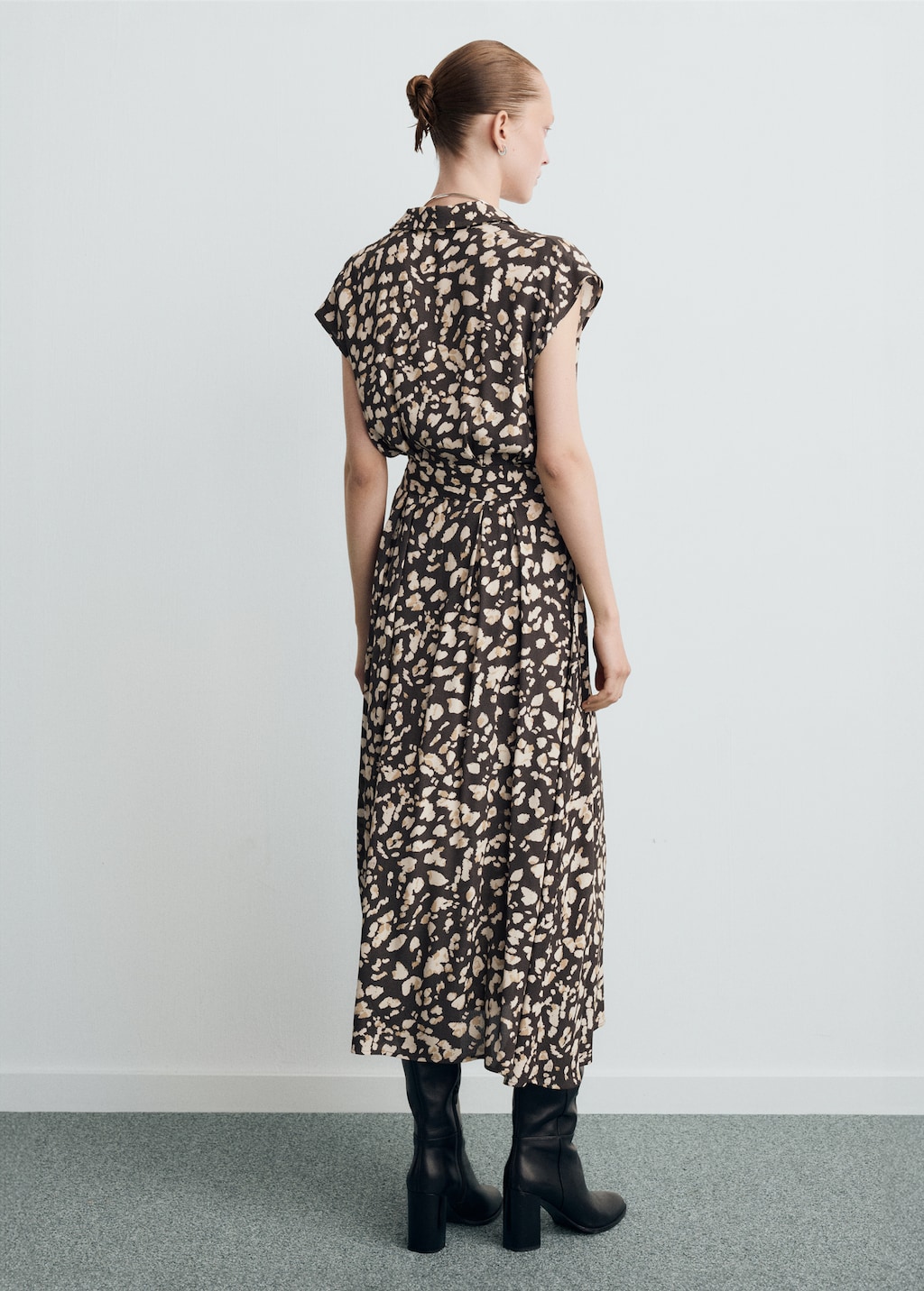 Printed shirt dress with belt - image 3