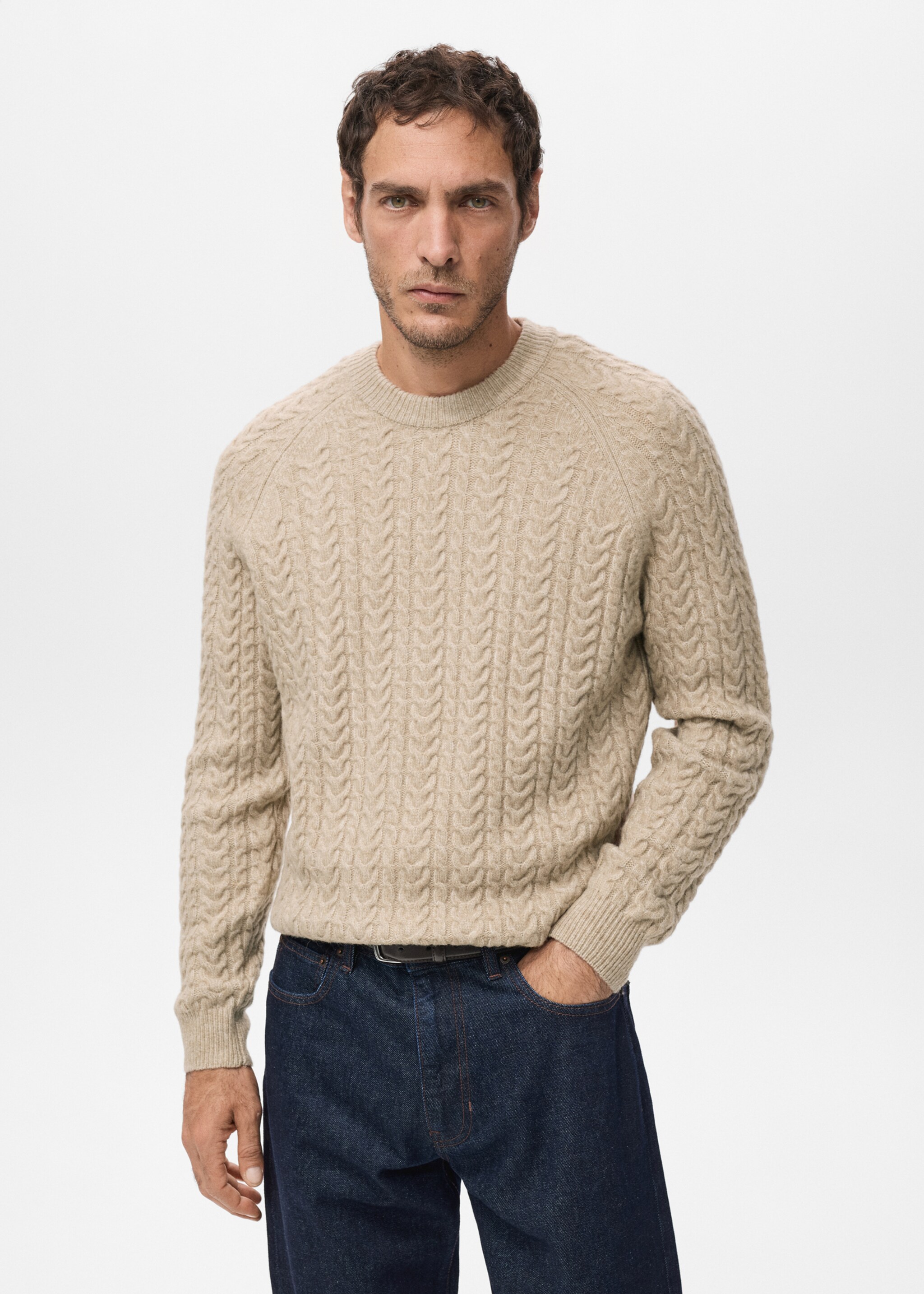 Jersey punto trenzado - Plano medio, Marrón medio. Ref: 27051249-00.