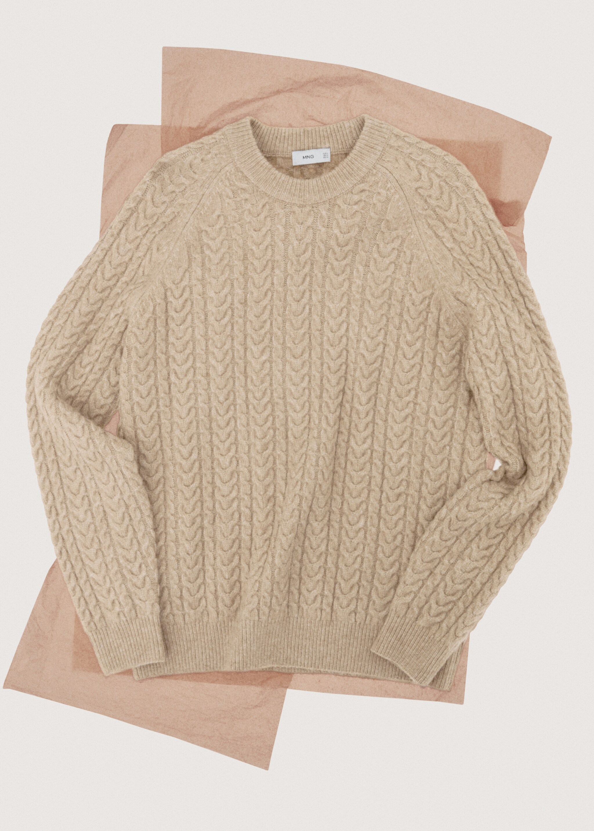 Braided knitted sweater - Details of the article 9, Medium Brown. Ref: 27051249-00.