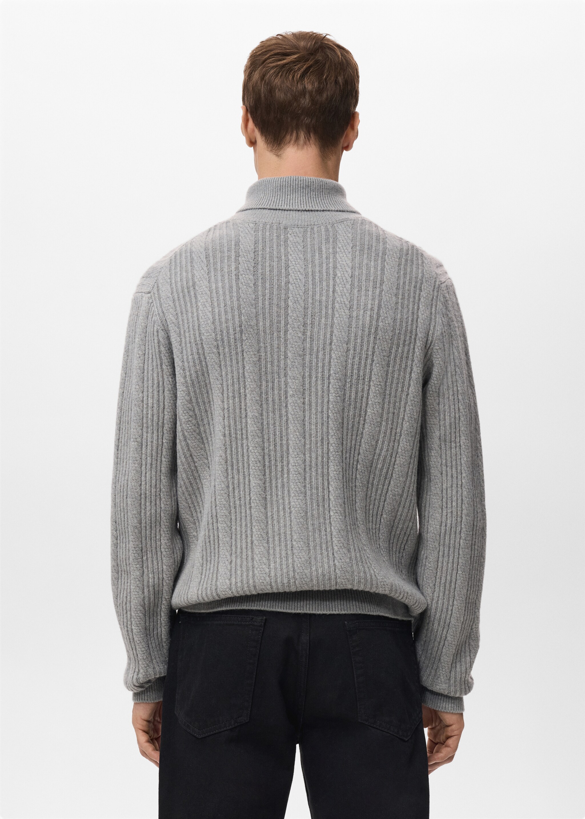 Structured turtleneck sweater - Reverse of the article, Grey. Ref: 27051251-00.