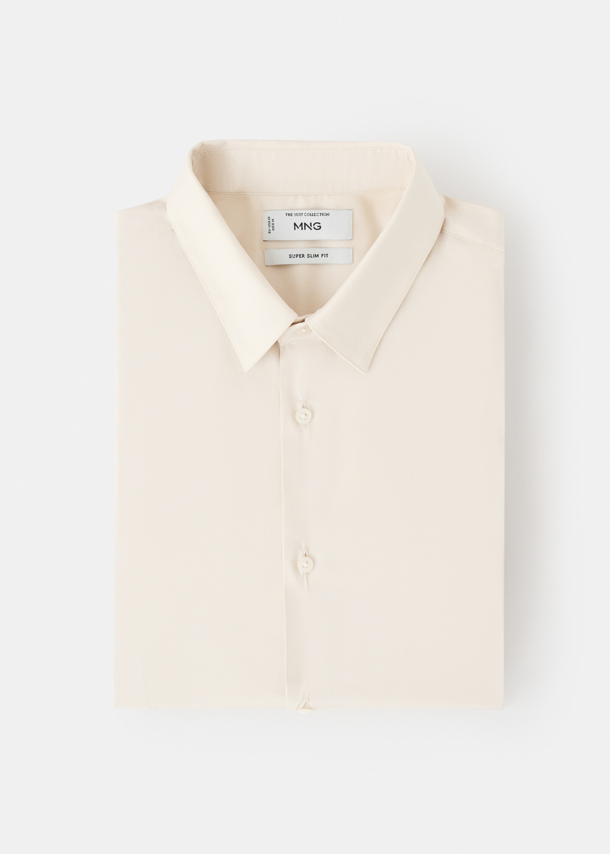 Slim fit cotton suit shirt - Details of the article 9, Beige. Ref: 27051252-00.