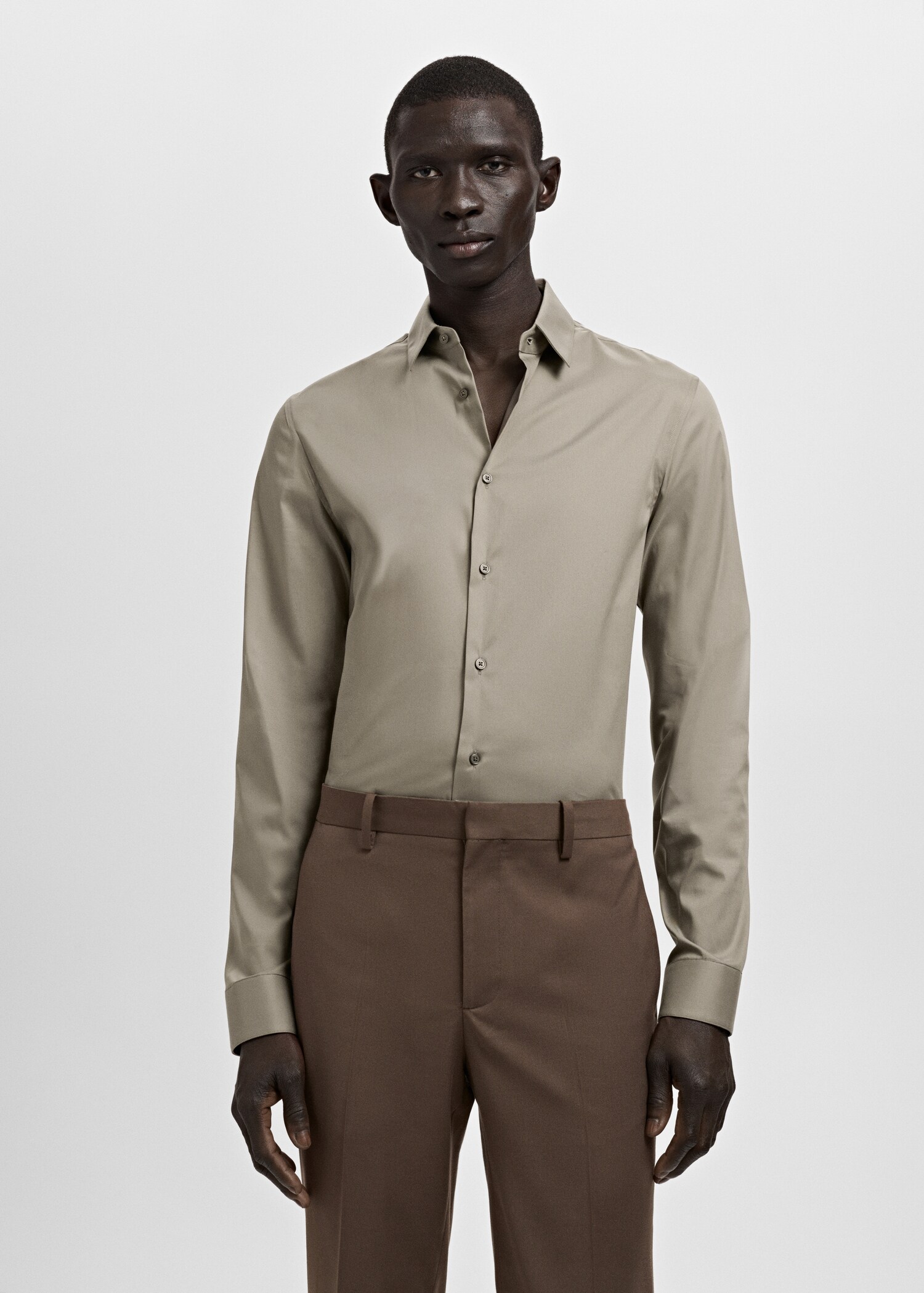 Slim fit cotton suit shirt - Medium plane