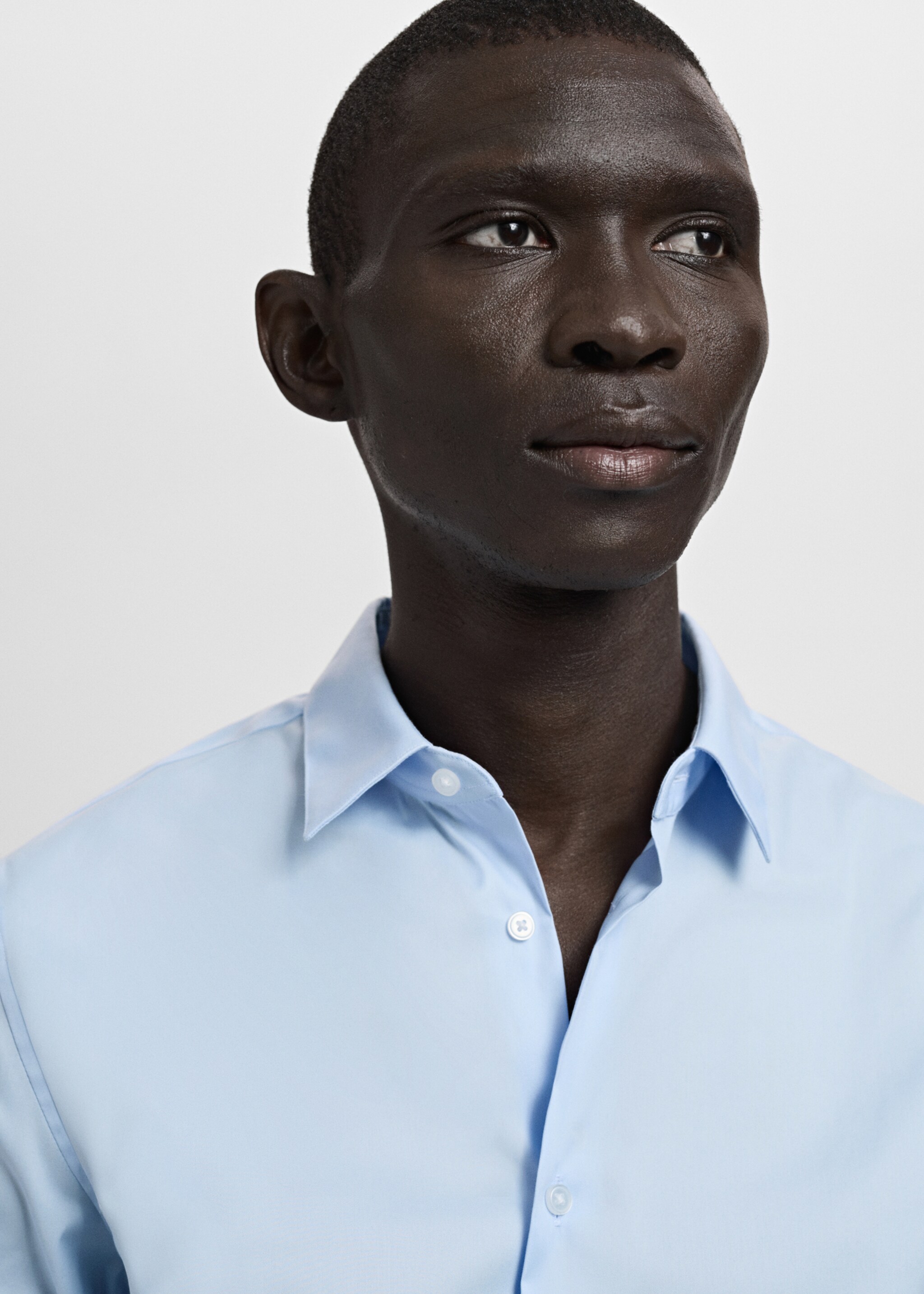 Slim fit cotton suit shirt - Details of the article 1, Sky Blue. Ref: 27051252-00.