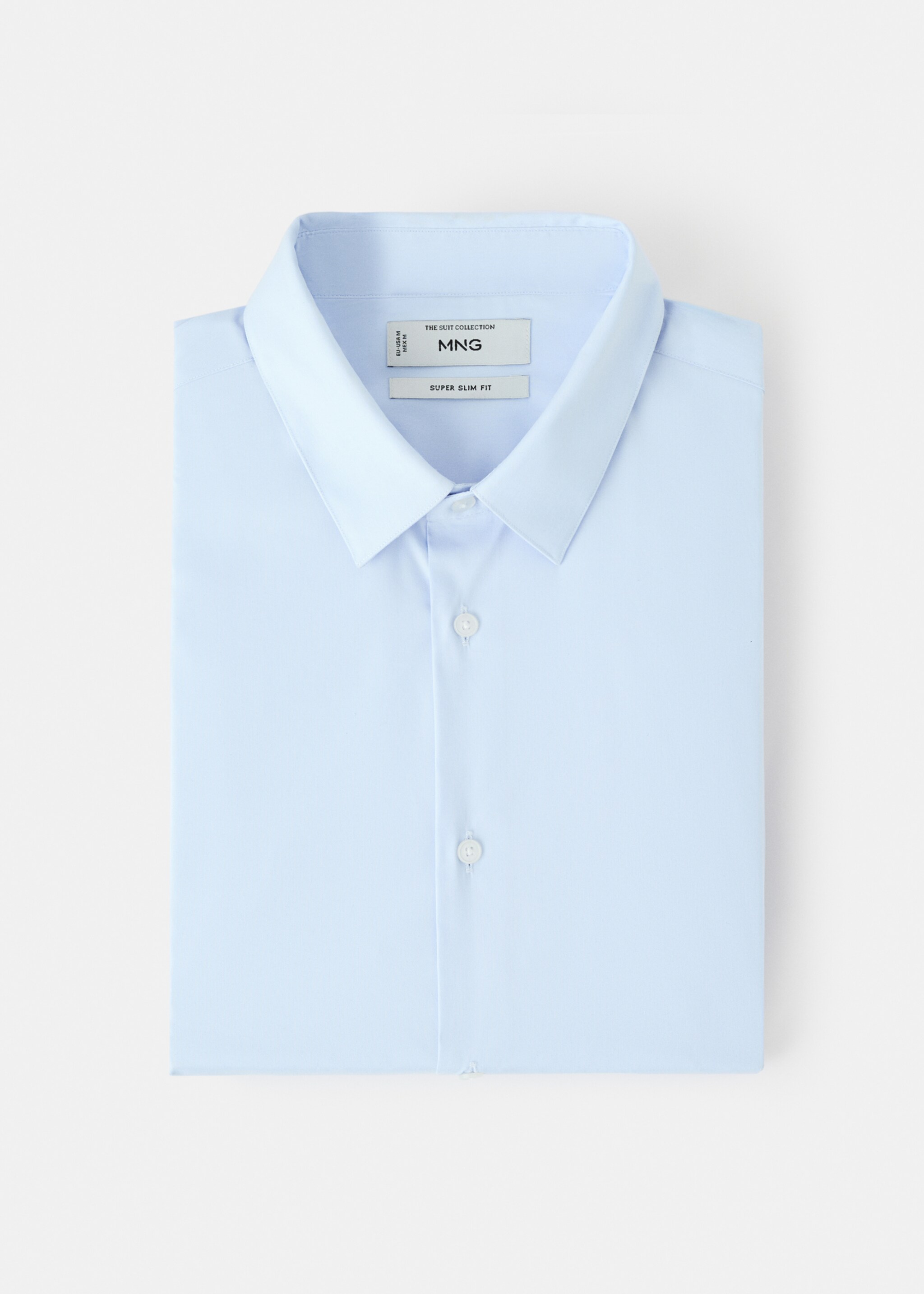 Slim fit cotton suit shirt - Details of the article 9, Sky Blue. Ref: 27051252-00.