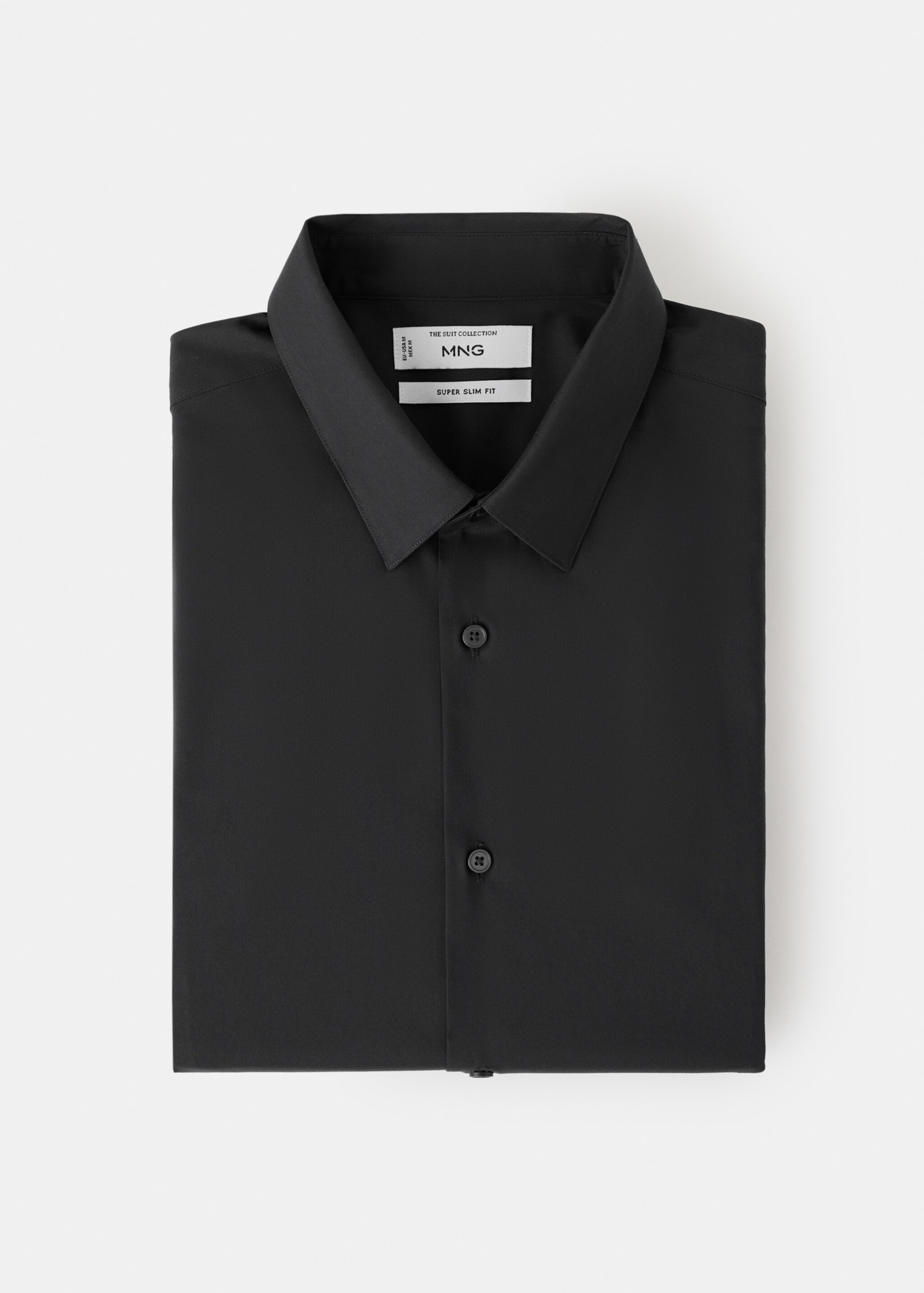 Slim fit cotton suit shirt - Details of the article 9, Black. Ref: 27051252-00.