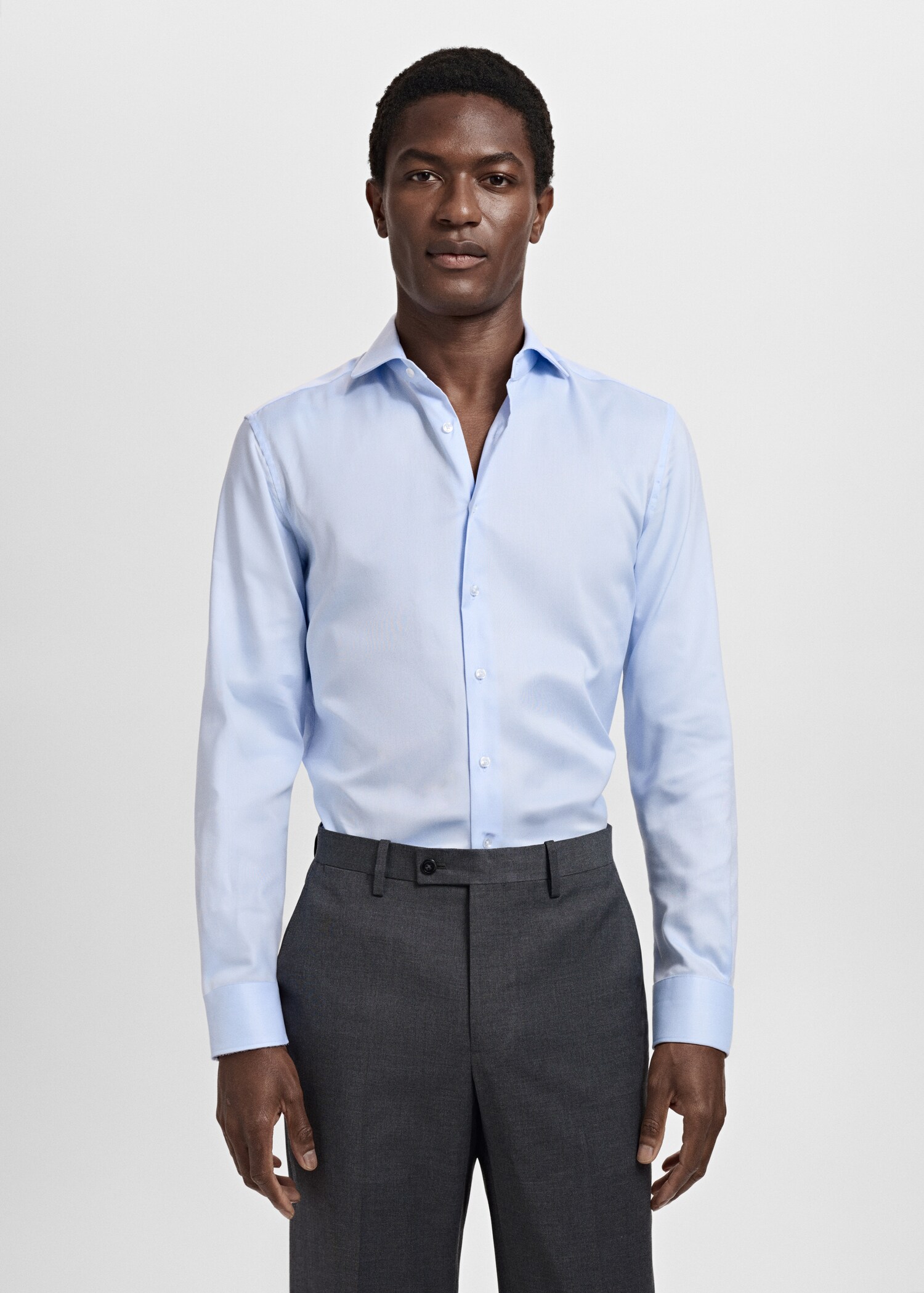 Slim fit structured suit shirt - Medium plane