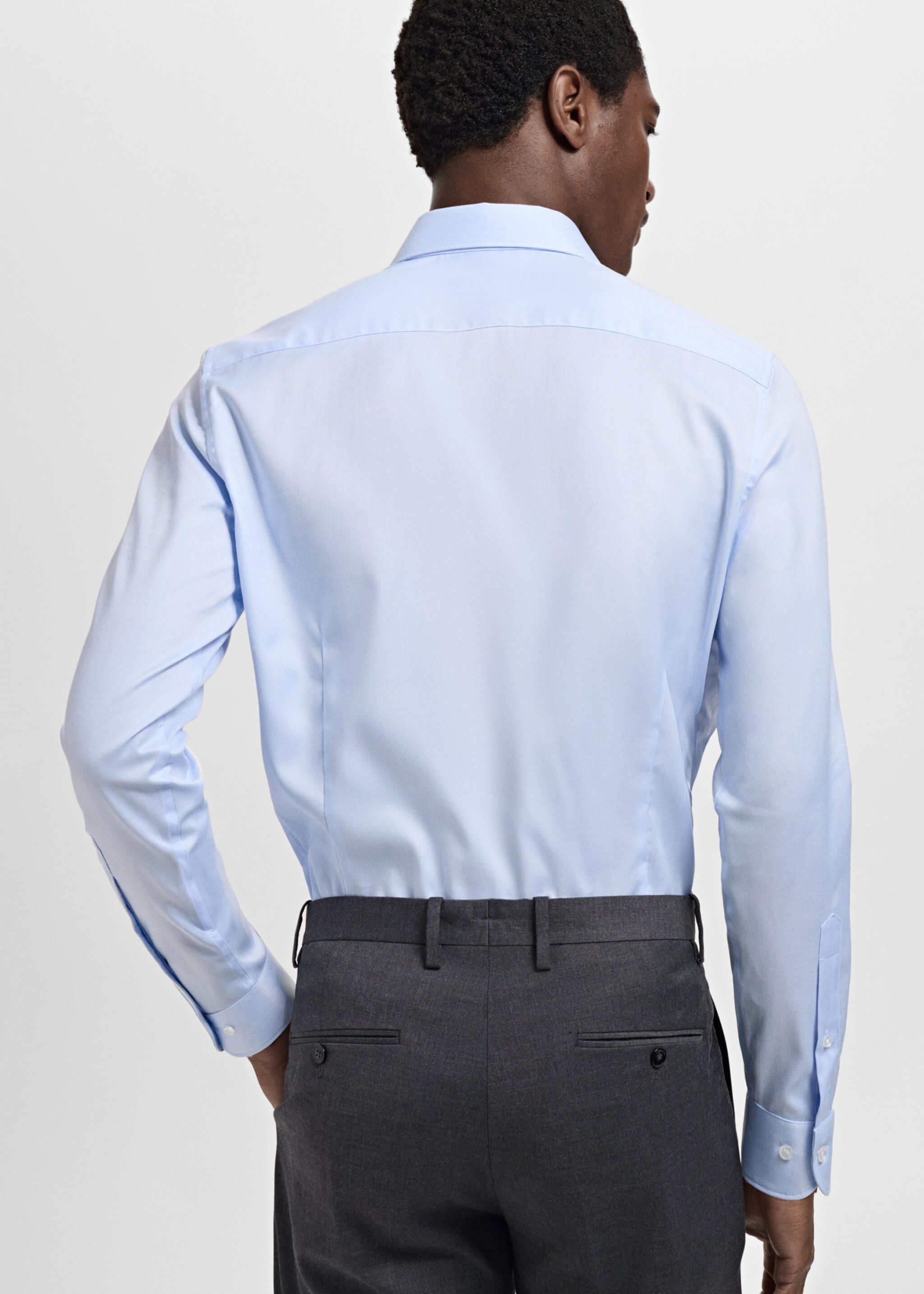 Slim fit structured suit shirt - Reverse of the article, Sky Blue. Ref: 27051253-00.