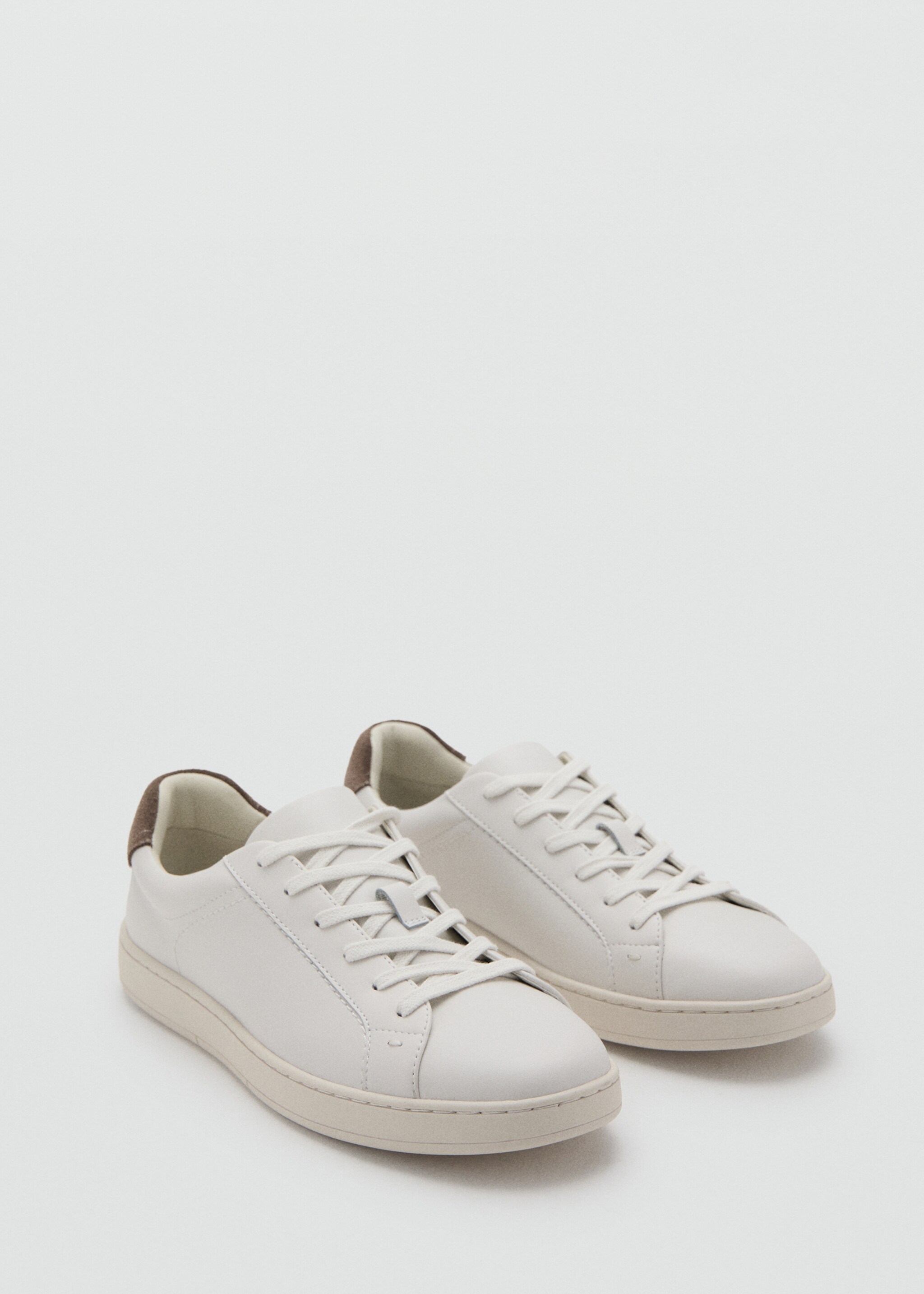 Contrasting panel leather sneakers - Medium plane, White. Ref: 27051256-00.
