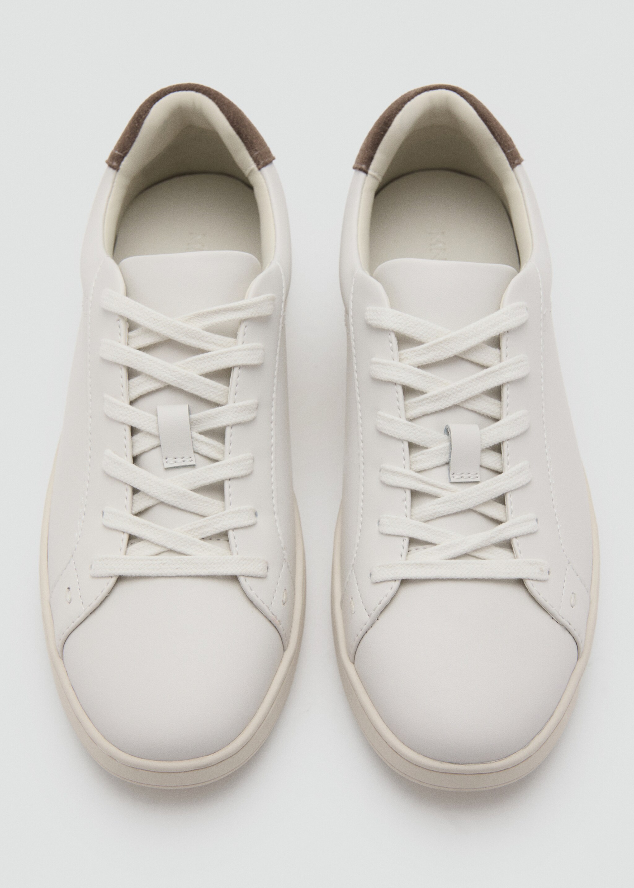 Contrasting panel leather sneakers - Details of the article 2, White. Ref: 27051256-00.