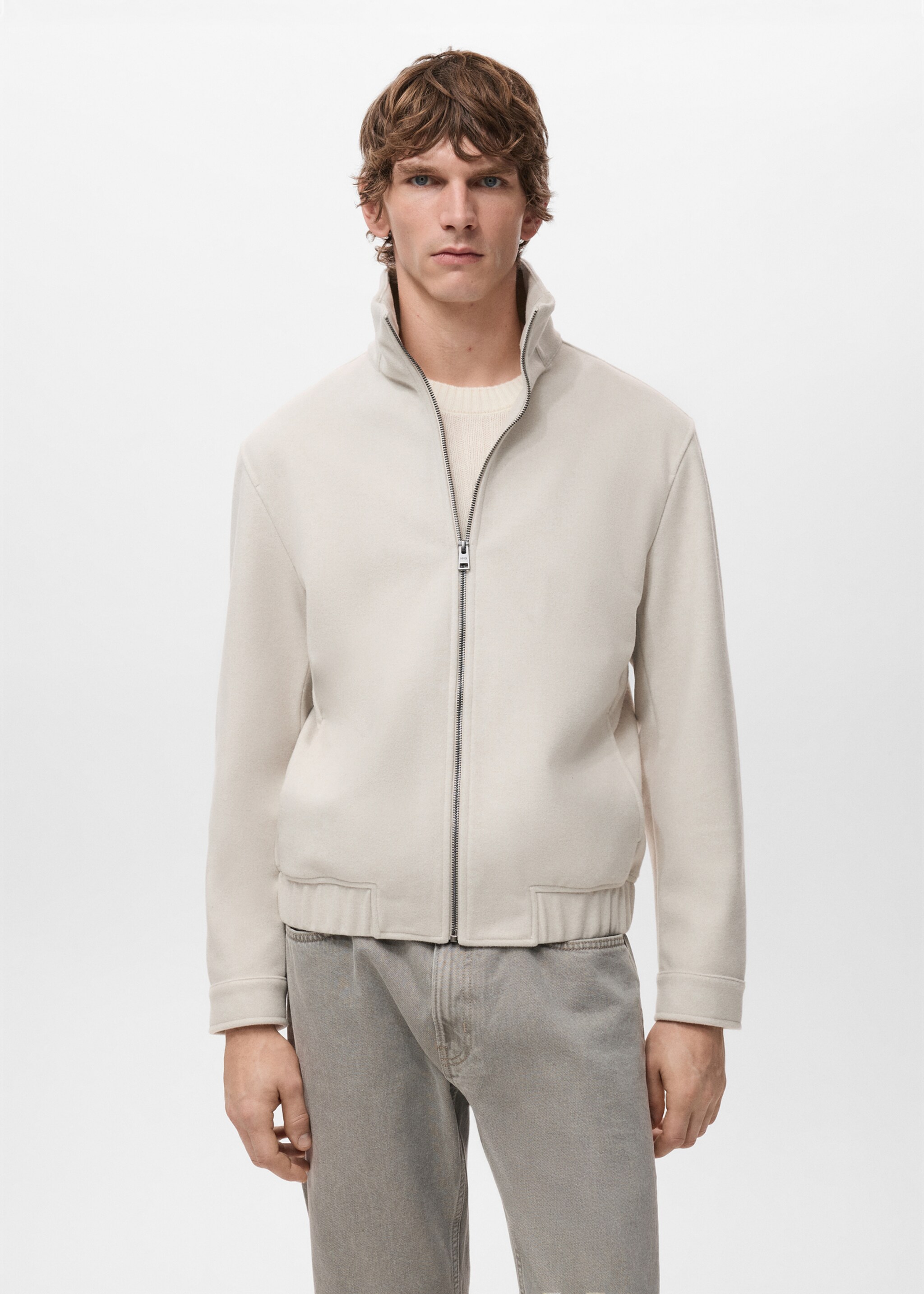 Regular-fit jacket with zip - Medium plane, Sand. Ref: 27051258-00.