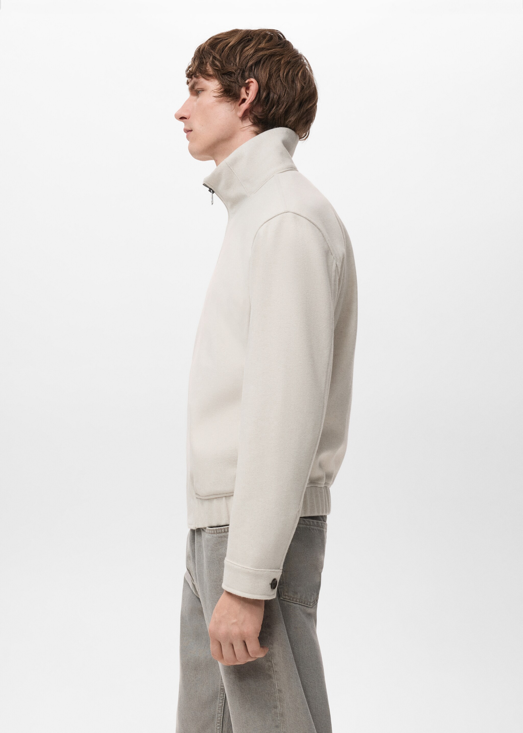 Regular-fit jacket with zip - Details of the article 2, Sand. Ref: 27051258-00.