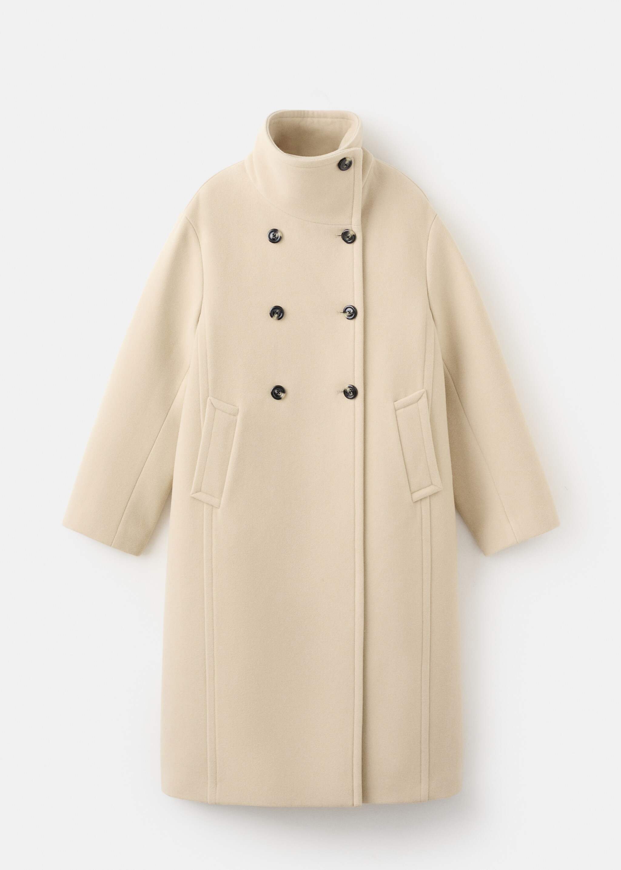 Wool-blend funnel-neck coat - Article without model, Vanilla. Ref: 27051260-00.