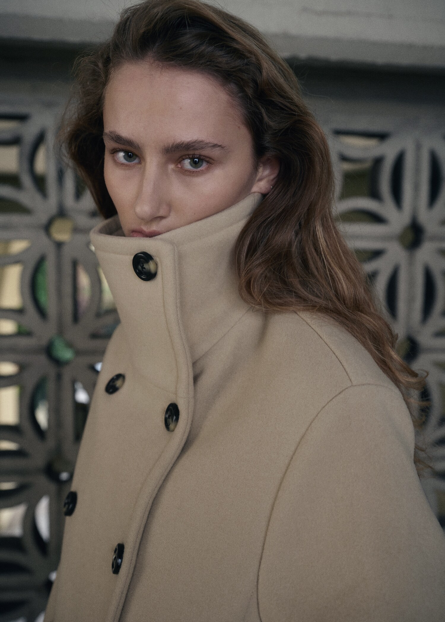 Wool-blend funnel-neck coat - Details of the article 1
