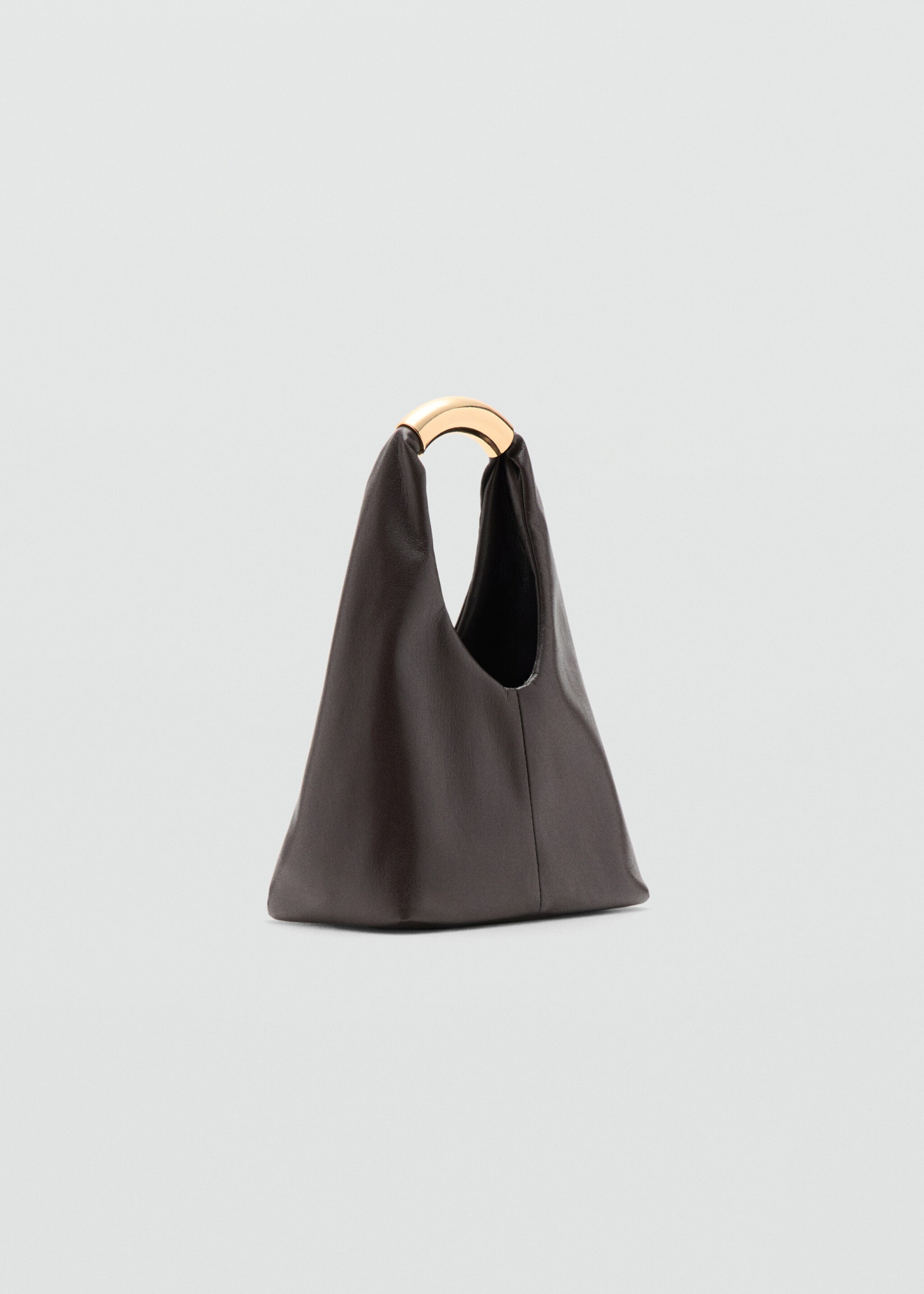 Handbag with metal handle - Medium plane, Chocolate. Ref: 27051261-00.