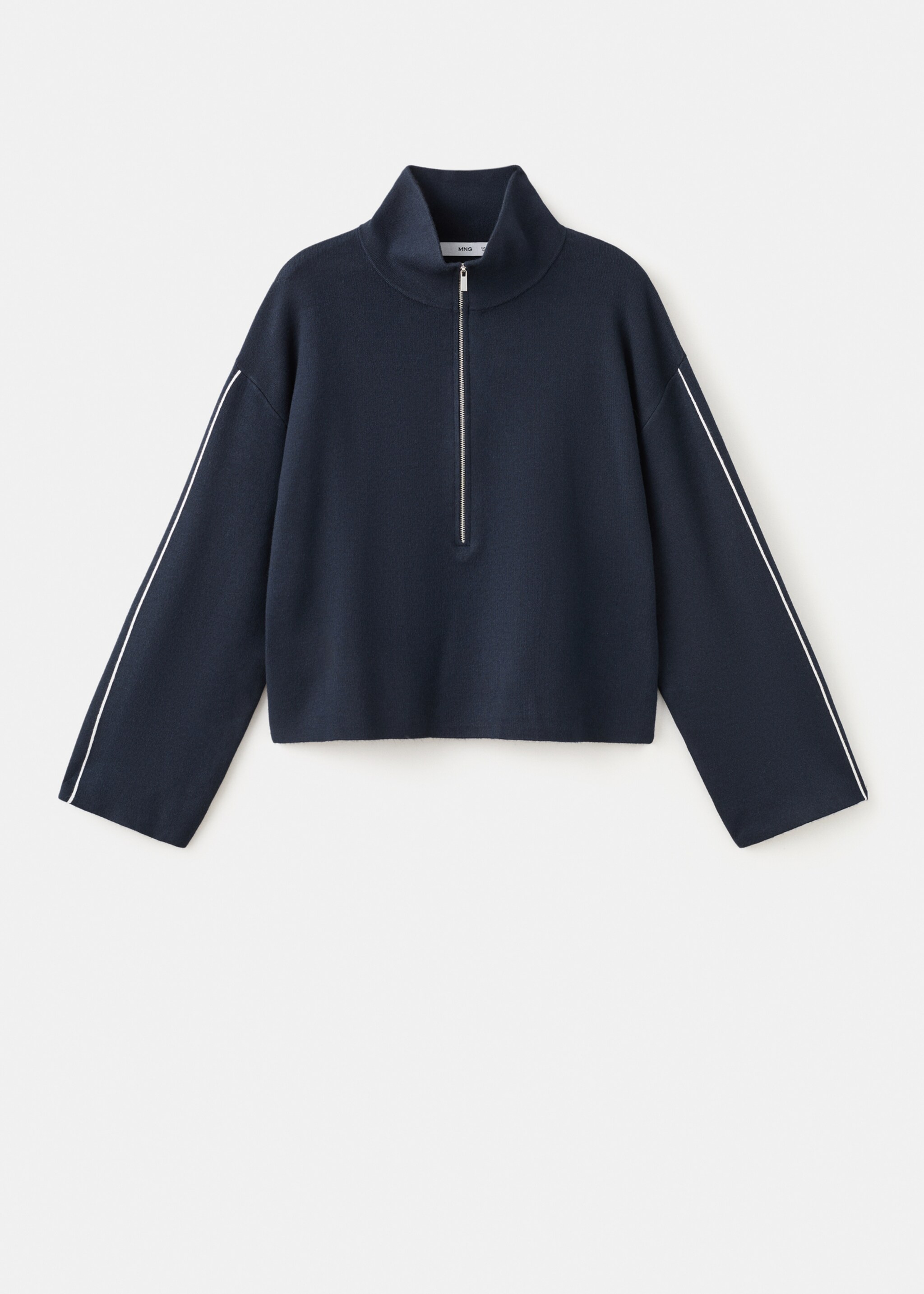 Zip neck contrast striped jumper - Article without model, Navy. Ref: 27051263-00.