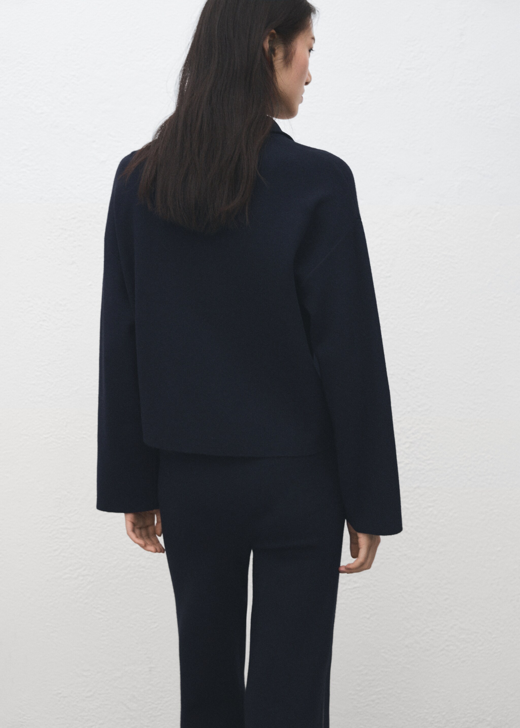 Zip neck contrast striped jumper - Reverse of the article, Navy. Ref: 27051263-00.