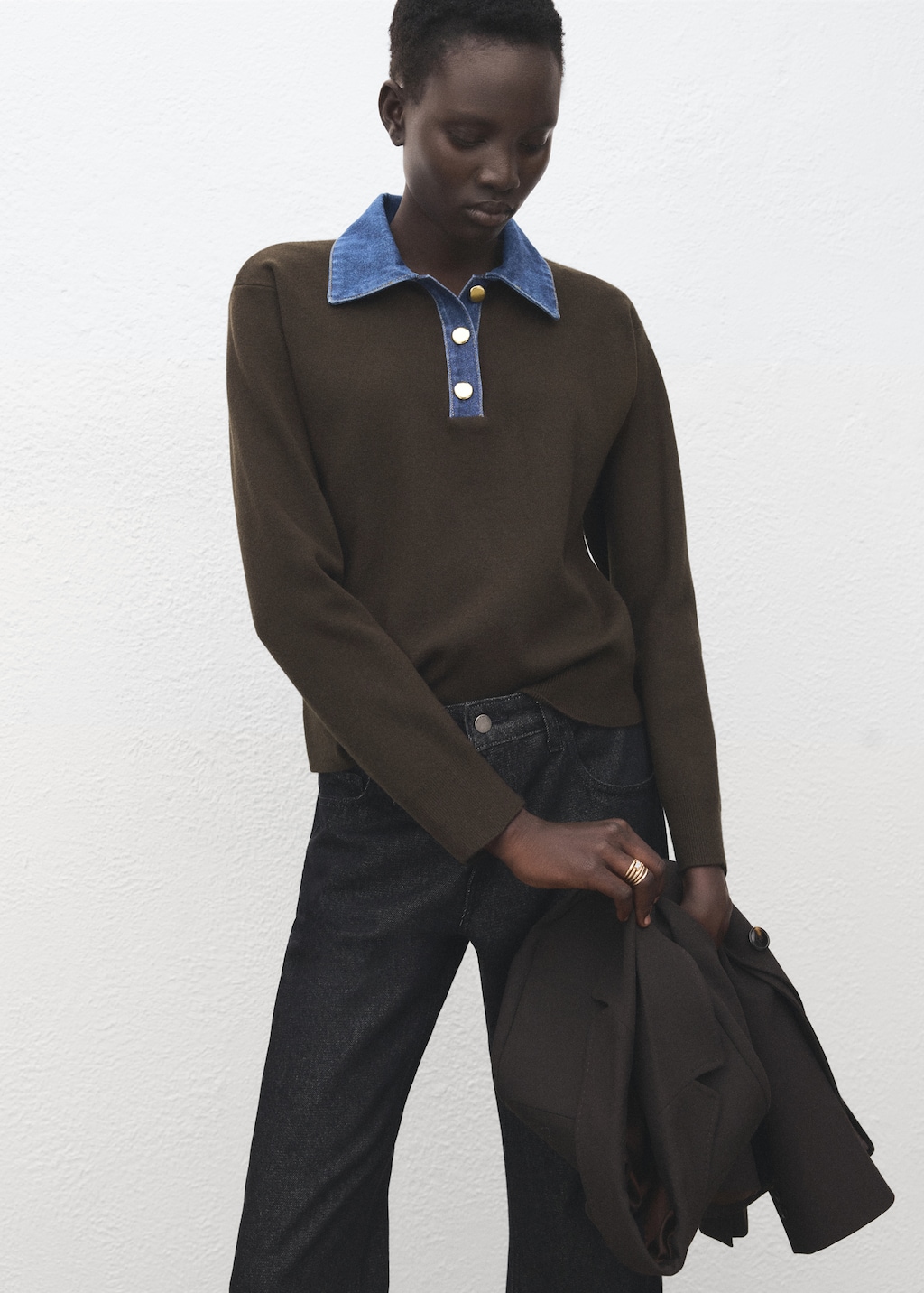Mango Combined shirt-collar sweater