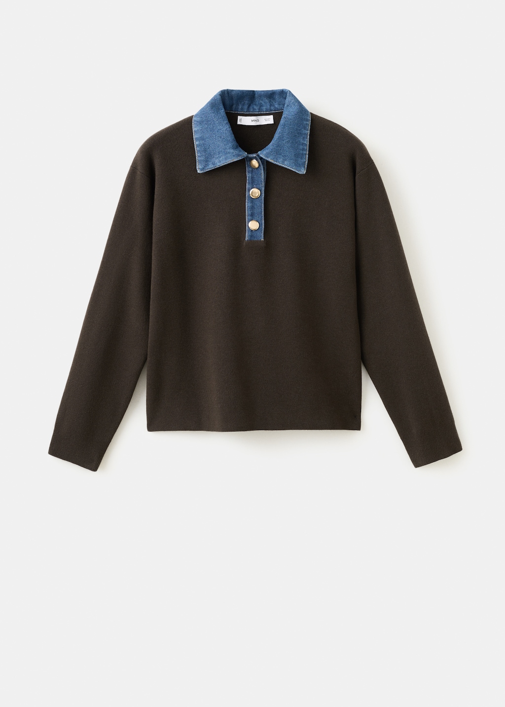 Combined shirt-collar sweater