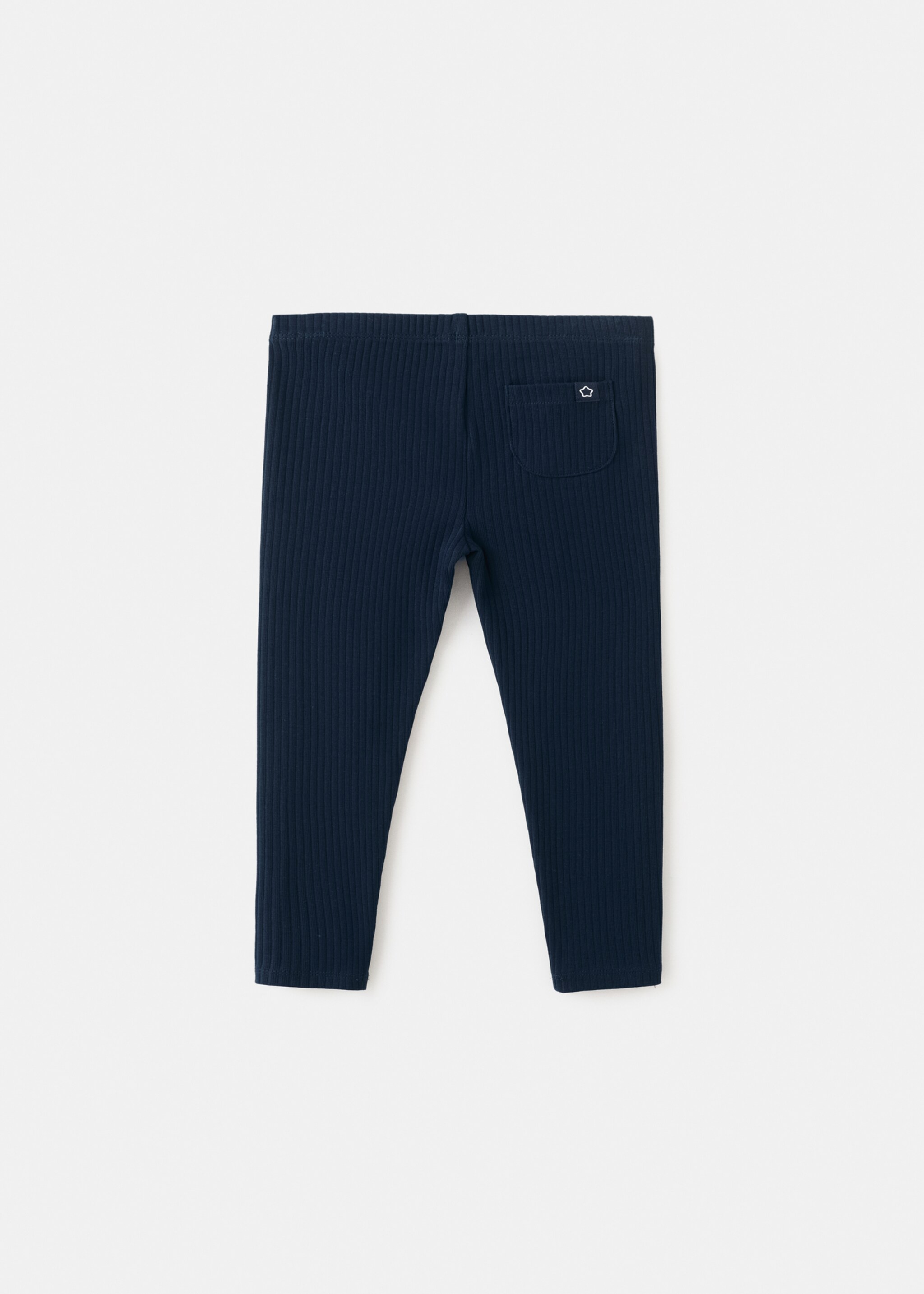 Cotton ribbed leggings - Reverse of the article, Navy. Ref: 27051269-00.