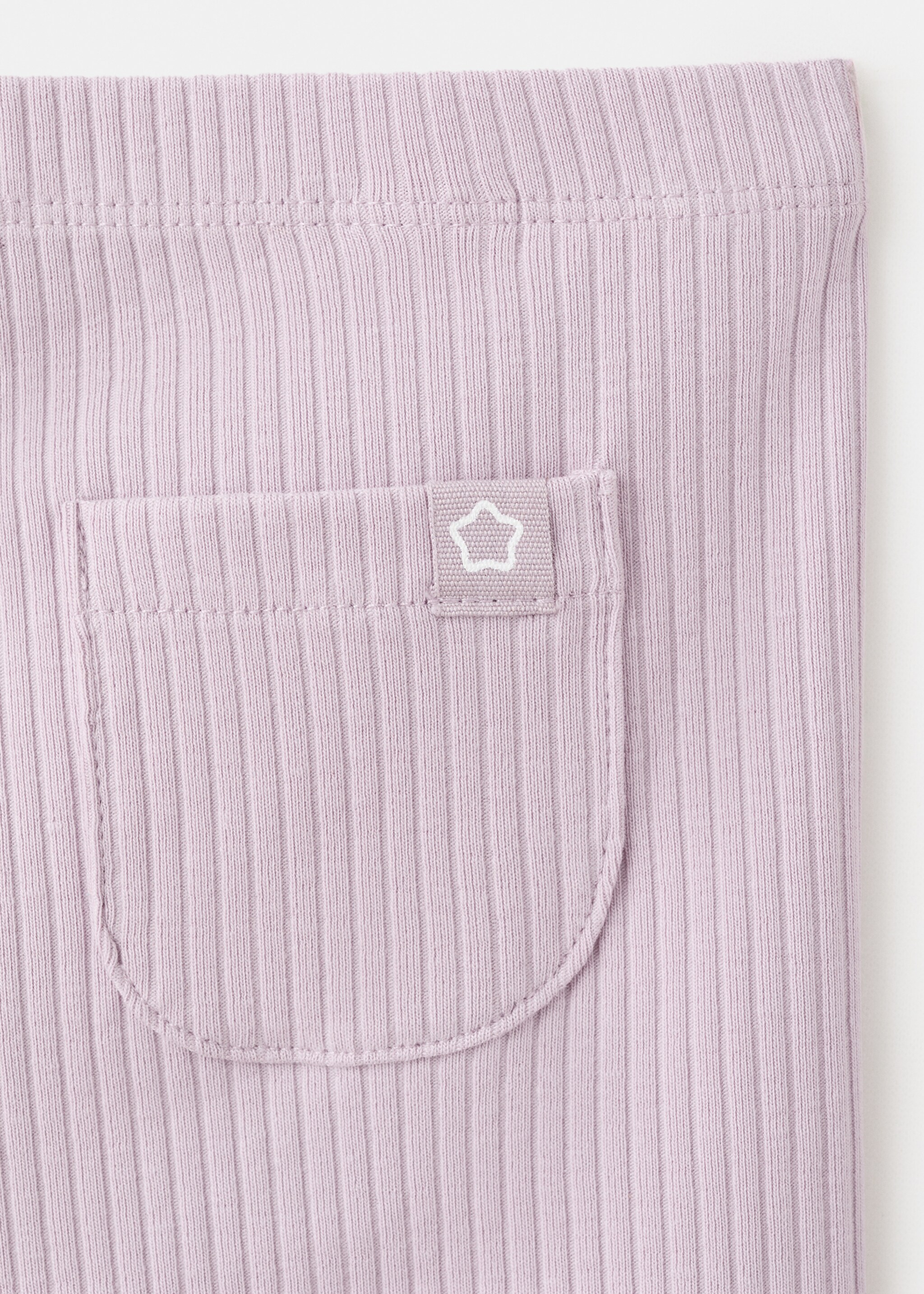 Cotton ribbed leggings - Details of the article 8, Lilac. Ref: 27051269-00.