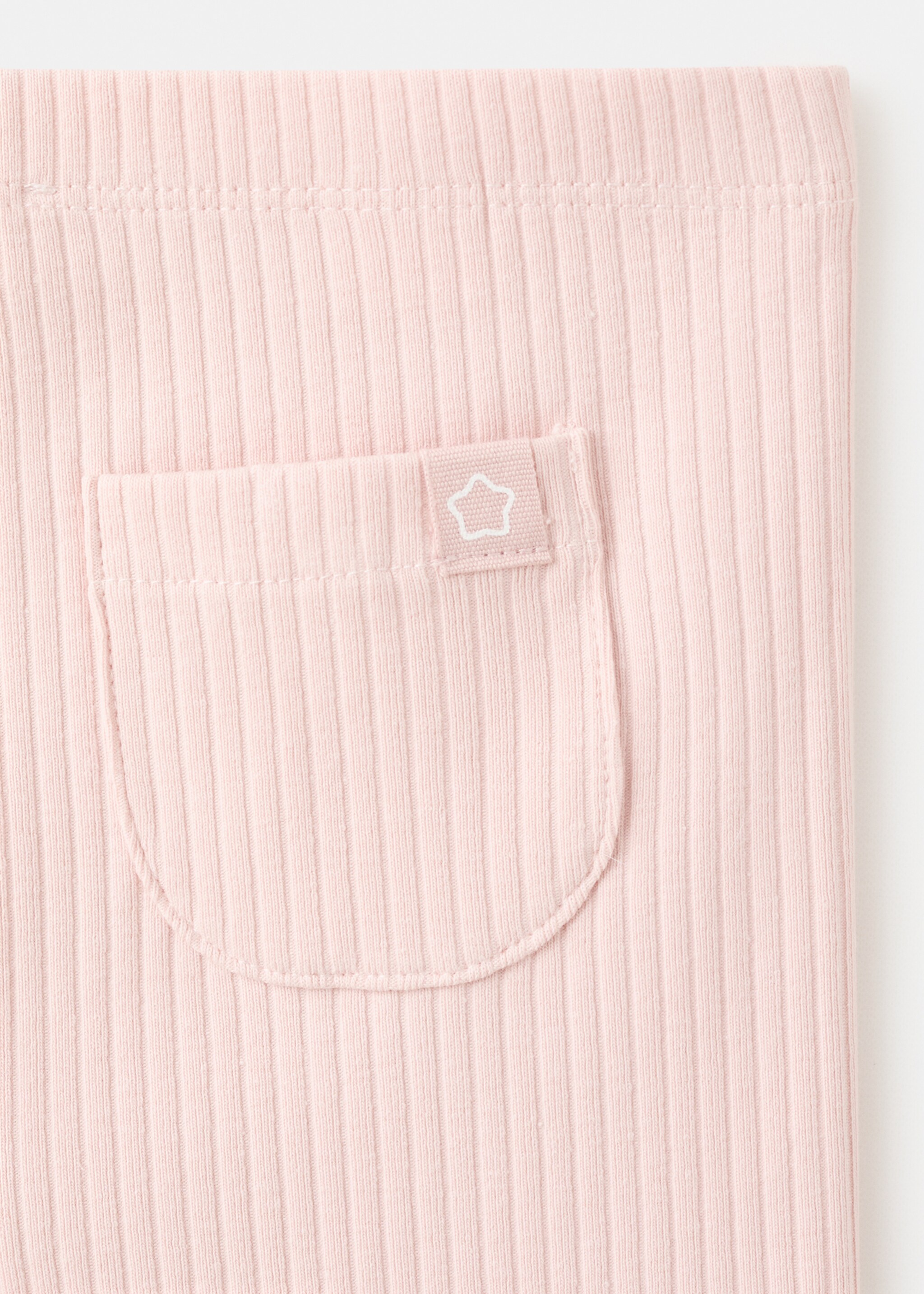 Cotton ribbed leggings - Details of the article 0, Pink. Ref: 27051269-00.