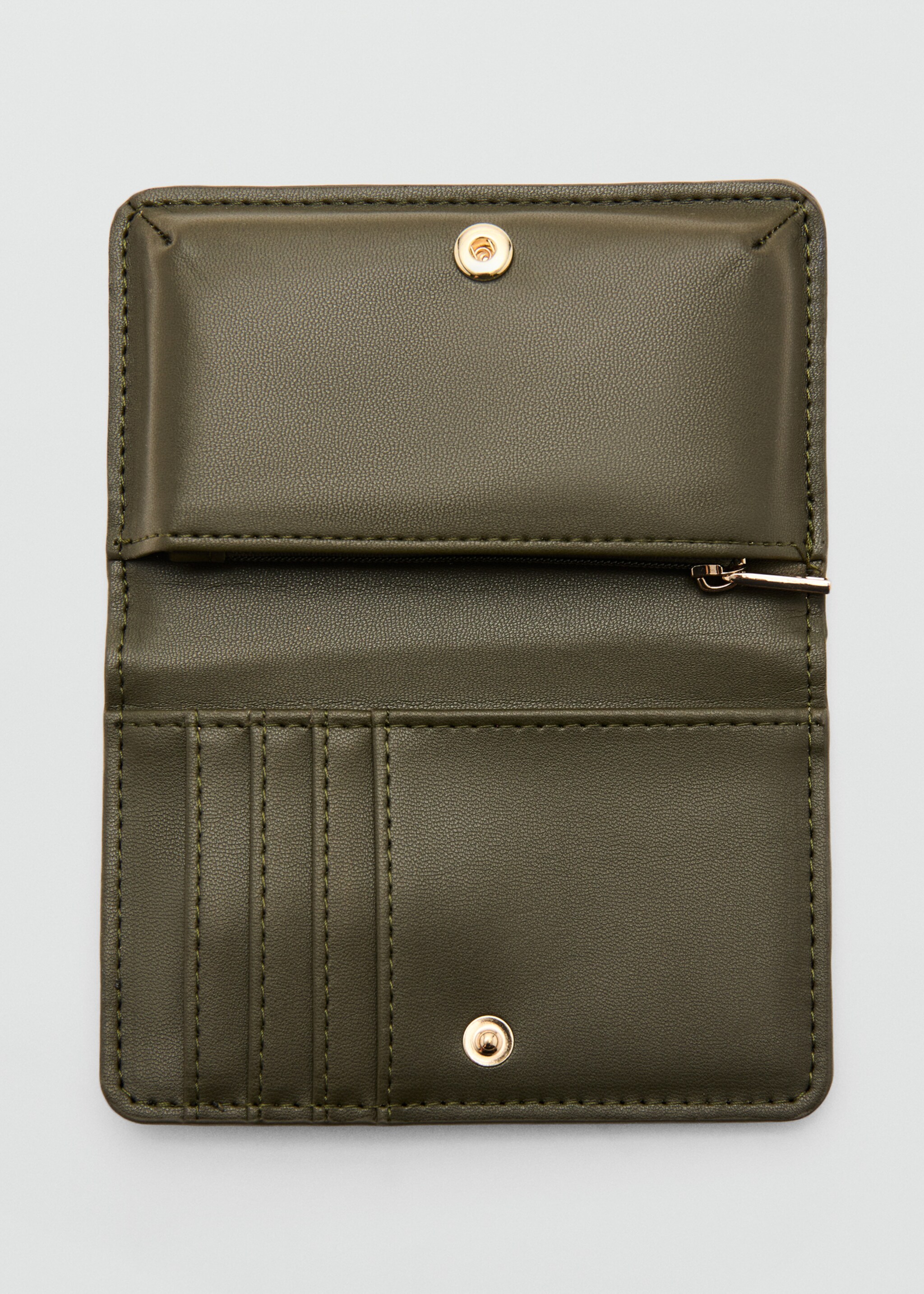 Small textured wallet - Details of the article 1, Khaki. Ref: 27051275-00.
