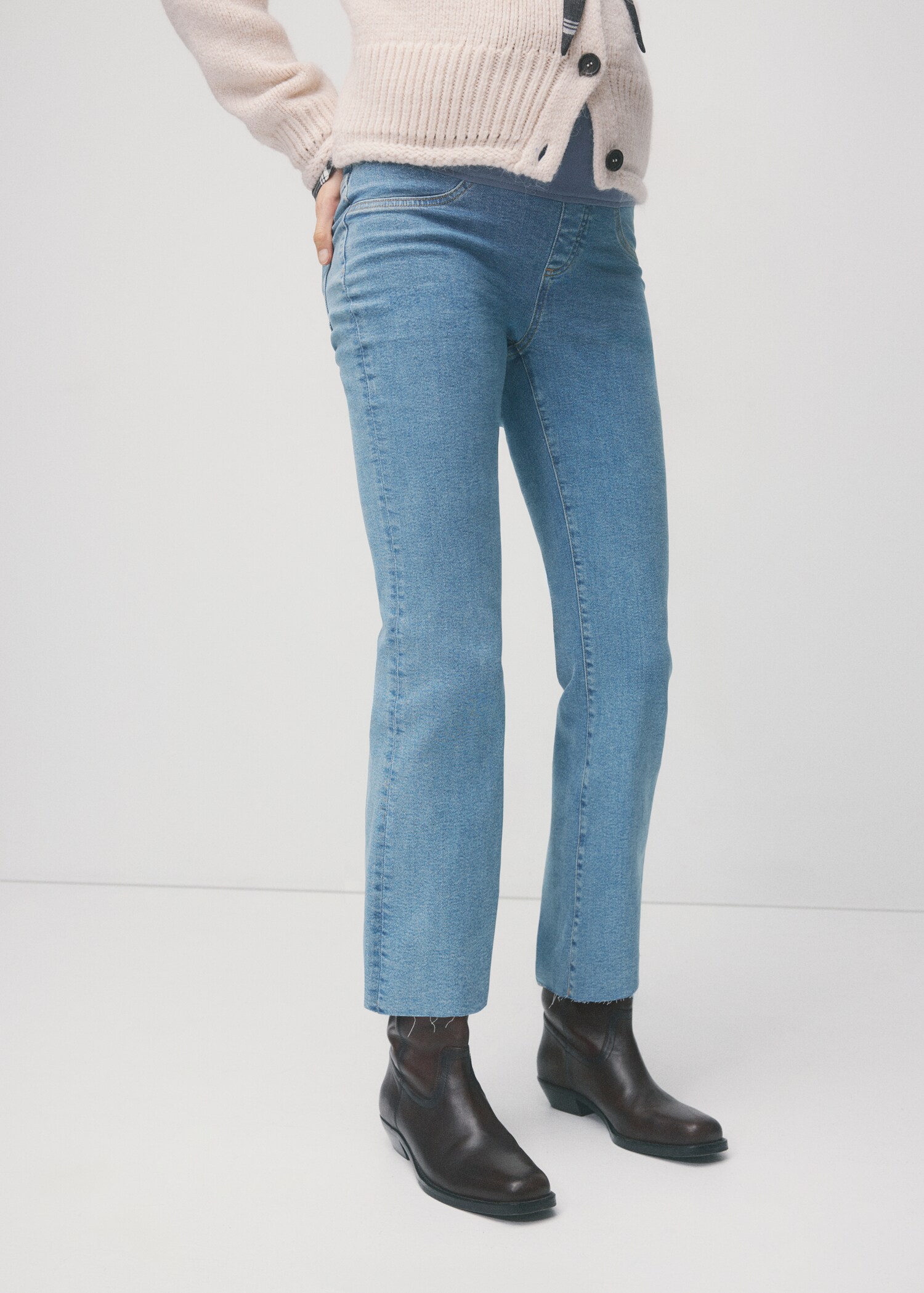 Flared cropped positiejeans - Middenvlak
