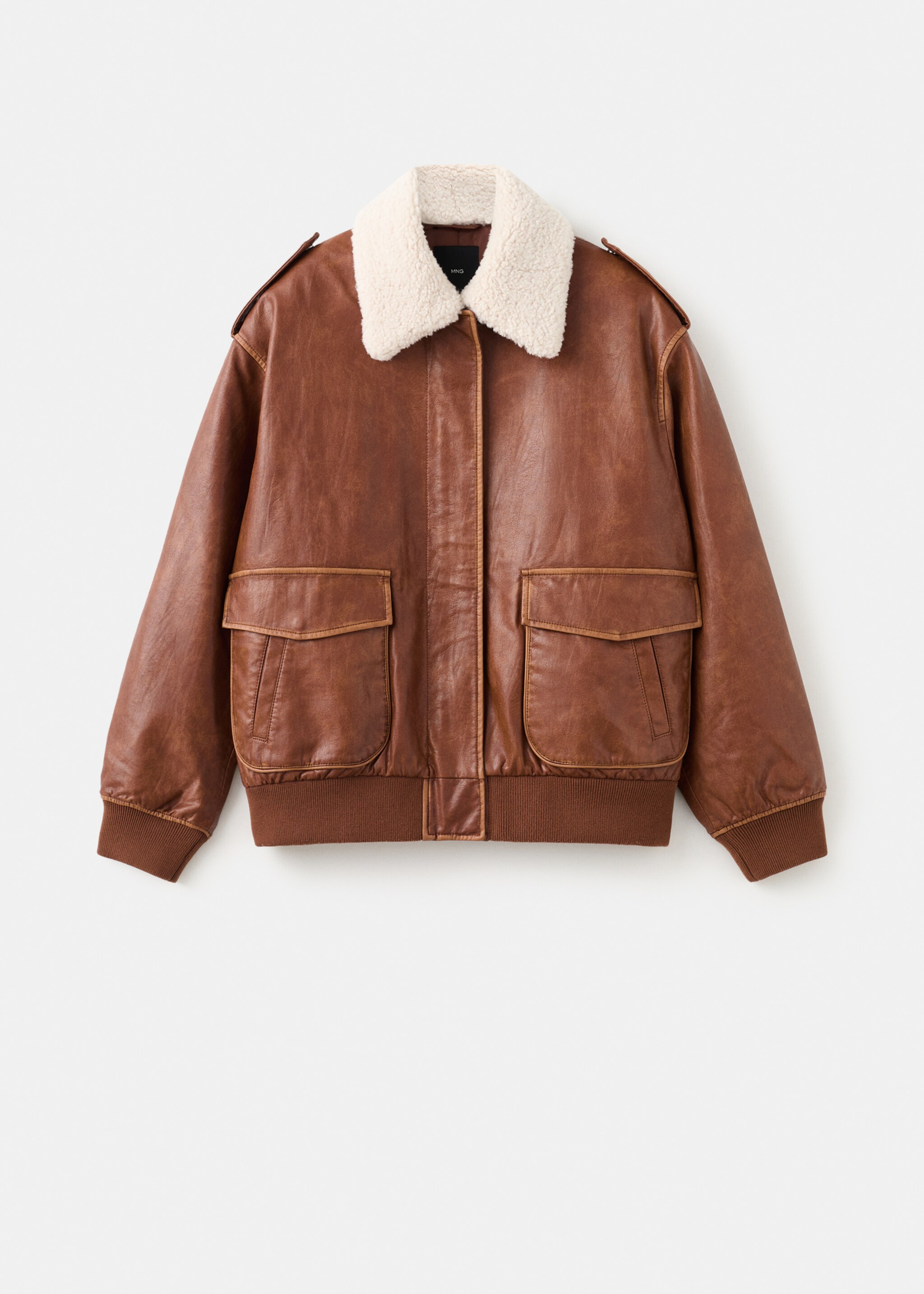 Fleece collar jacket - Article without model, Brown. Ref: 27051280-00.