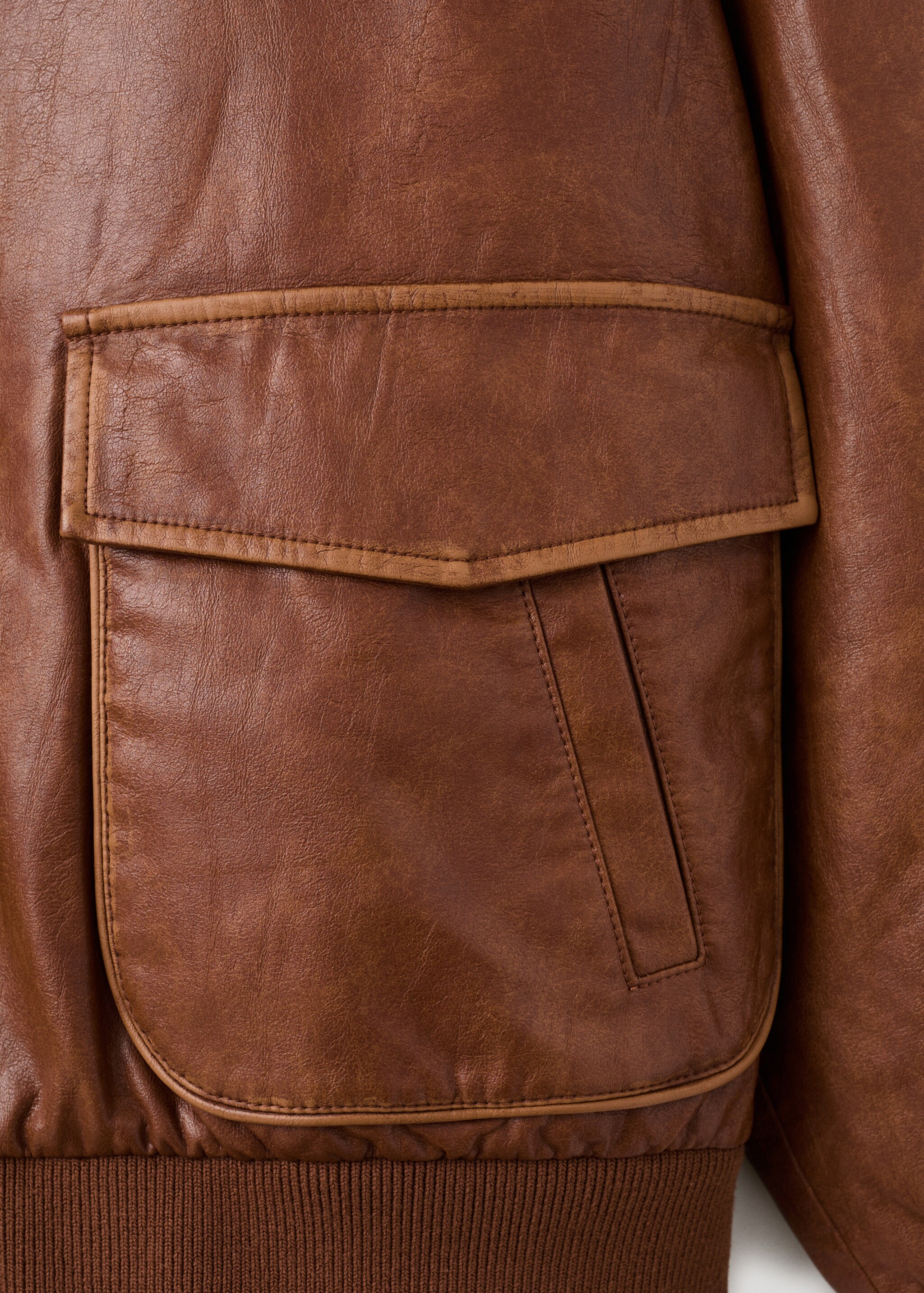 Fleece collar jacket - Details of the article 0, Brown. Ref: 27051280-00.