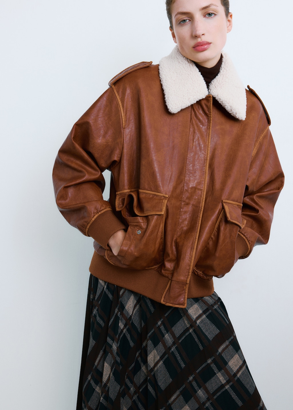 Mango Oversized jacket with sherpa collar
