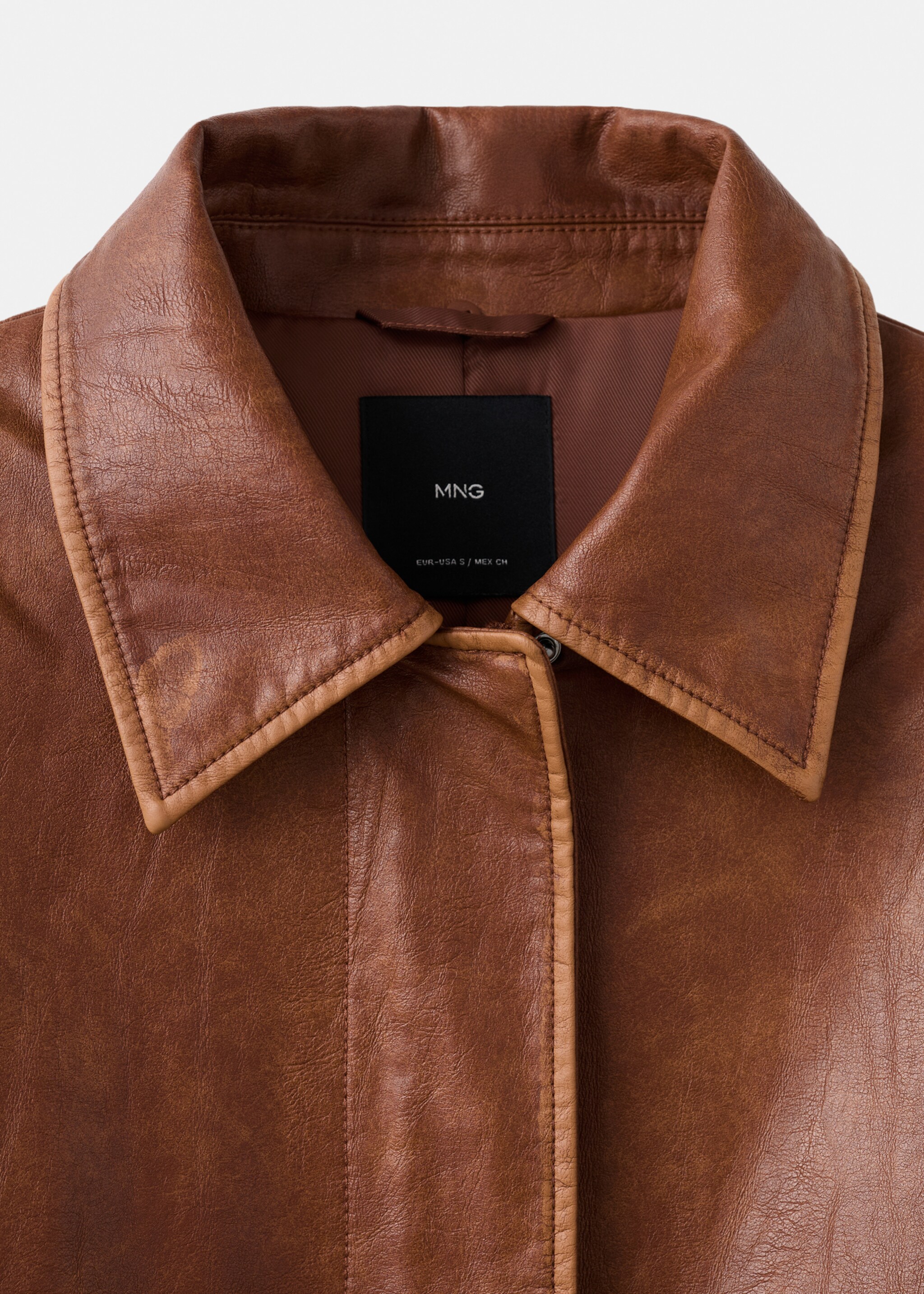 Fleece collar jacket - Details of the article 8, Brown. Ref: 27051280-00.
