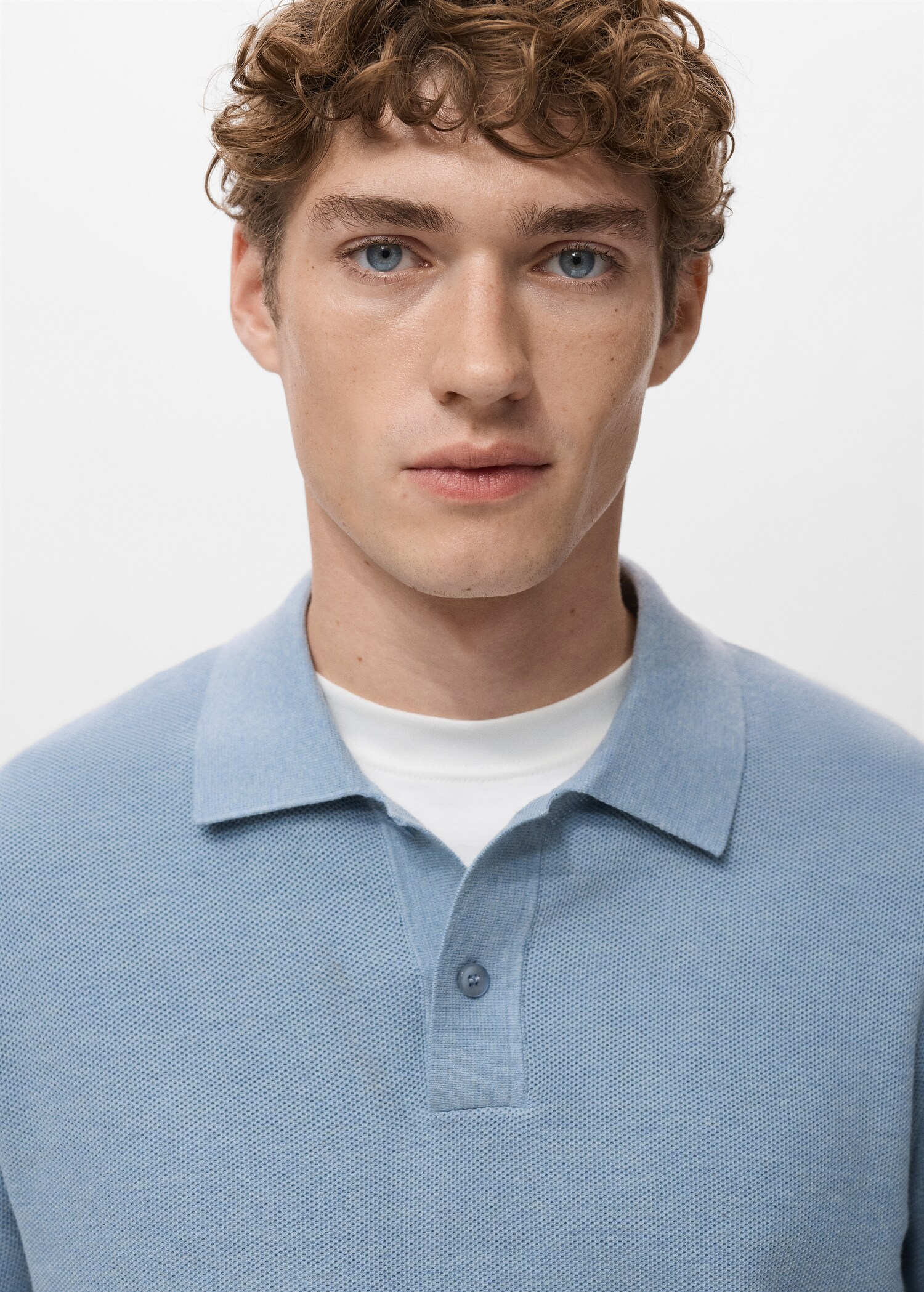 Micro-structured cotton polo shirt - Details of the article 1