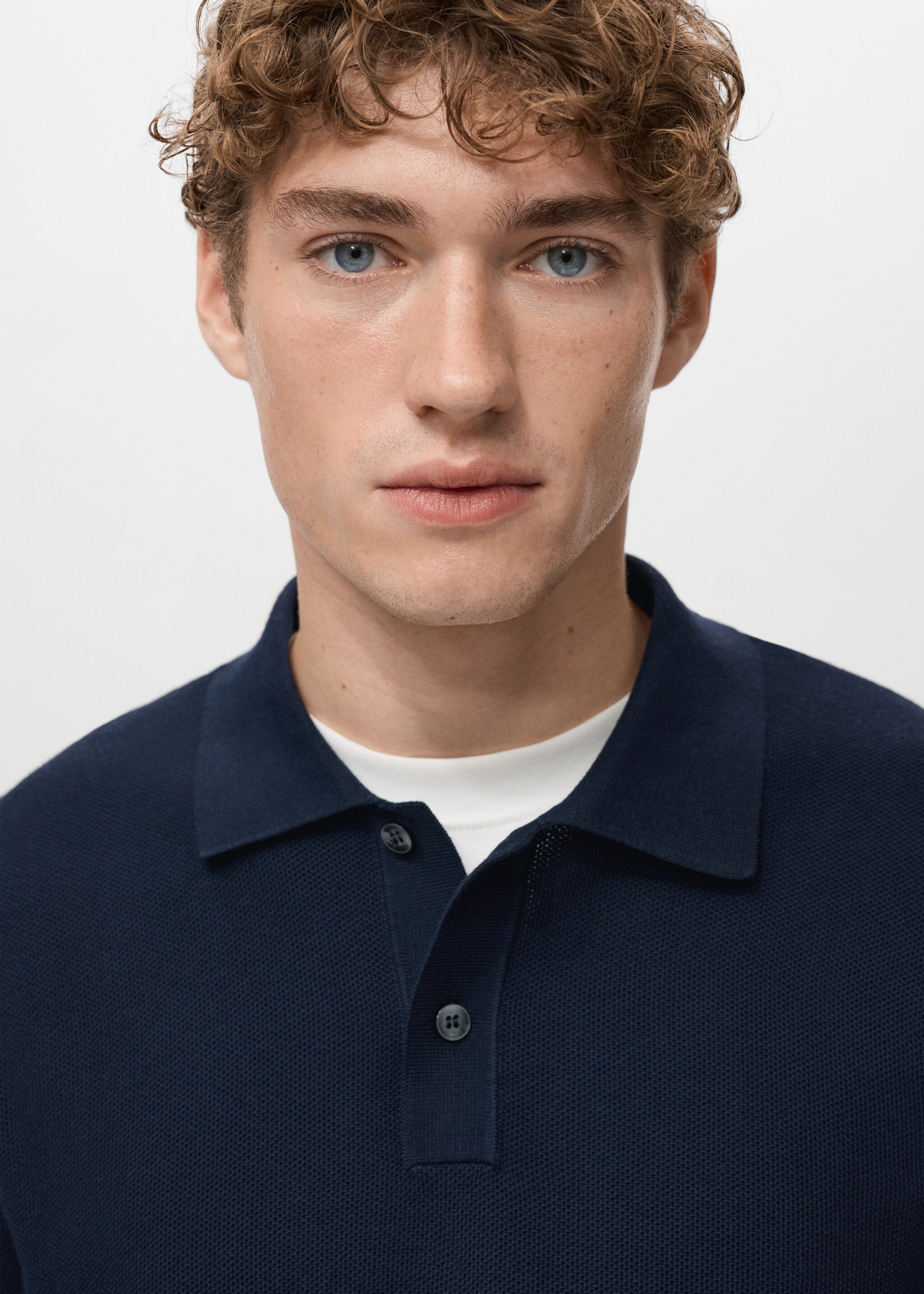 قميص بولو قطني بتفاصيل صغيرة - تفاصيل المنتج 1, أزرق غامق. Ref: 27051281-00.