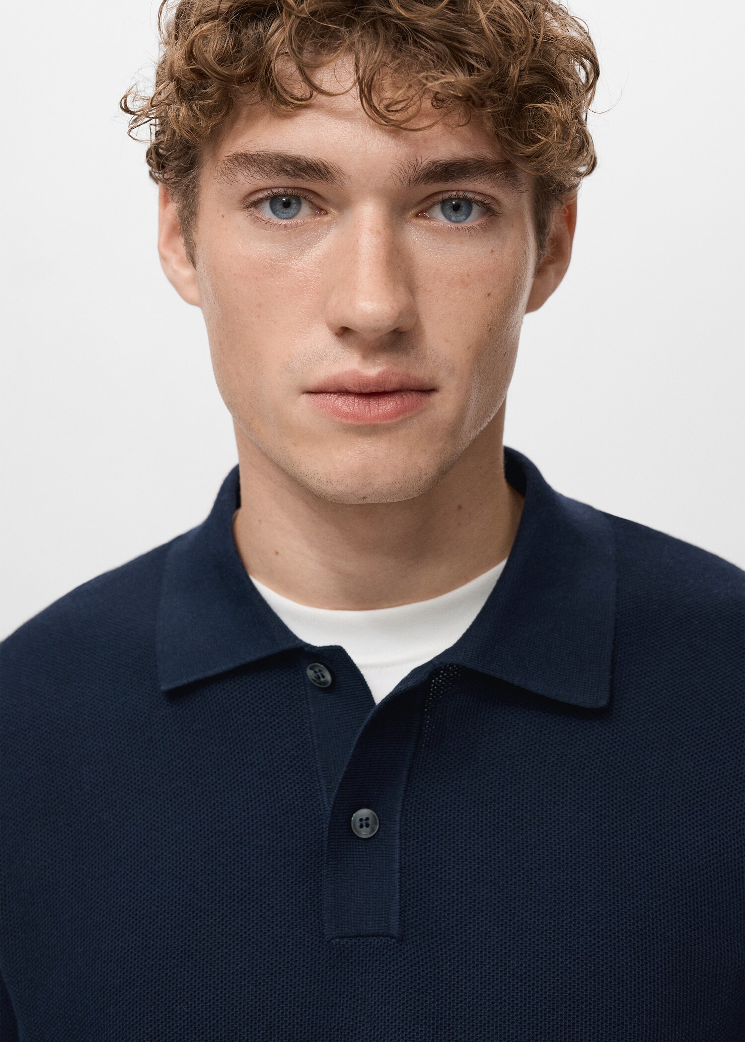 Micro-structured cotton polo shirt - Details of the article 1