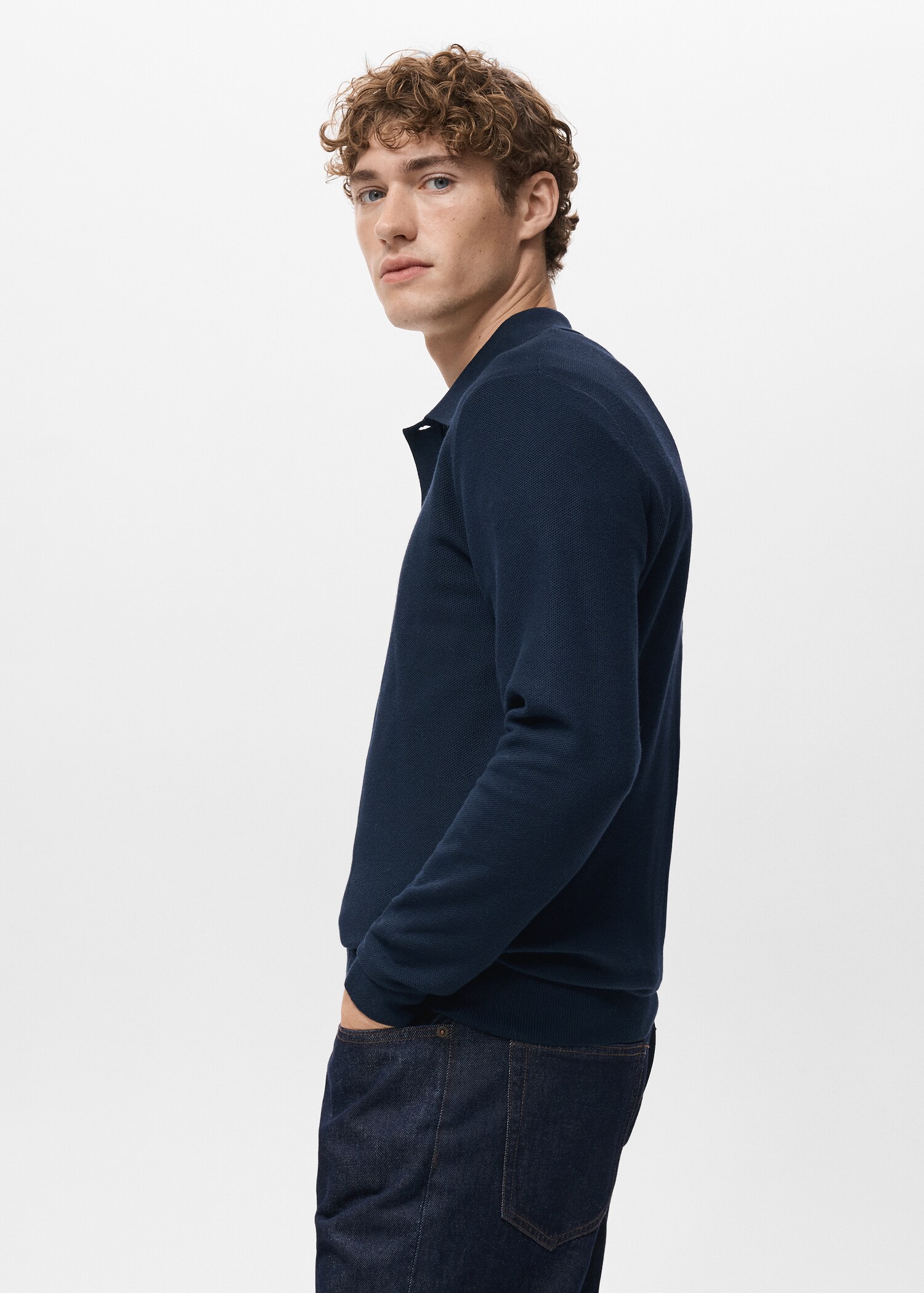 Micro-structured cotton polo shirt - Details of the article 2
