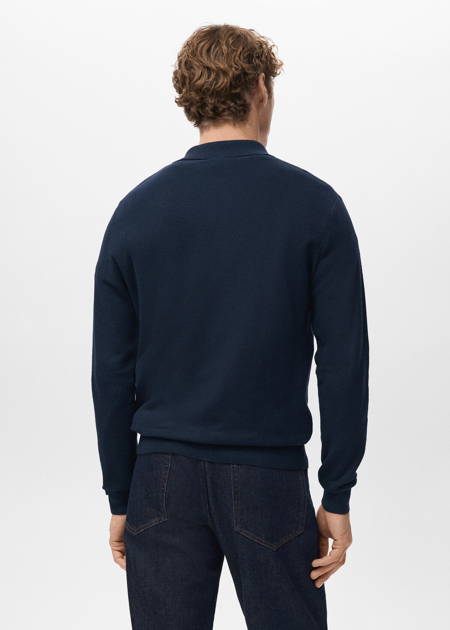 Micro-structured cotton polo shirt - Reverse of the article