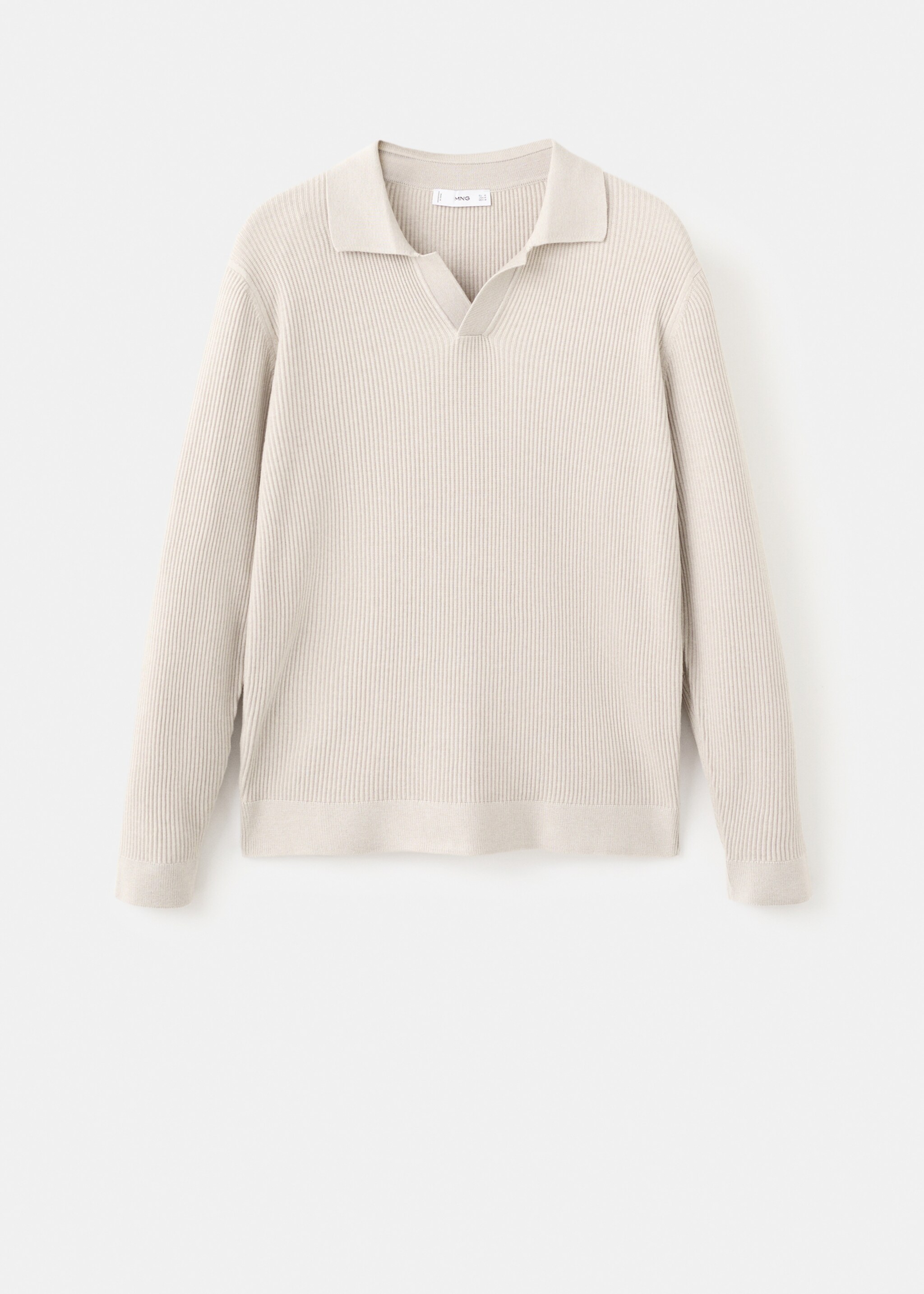 Cotton-blend ribbed polo sweater - Article without model, Beige. Ref: 27051282-00.