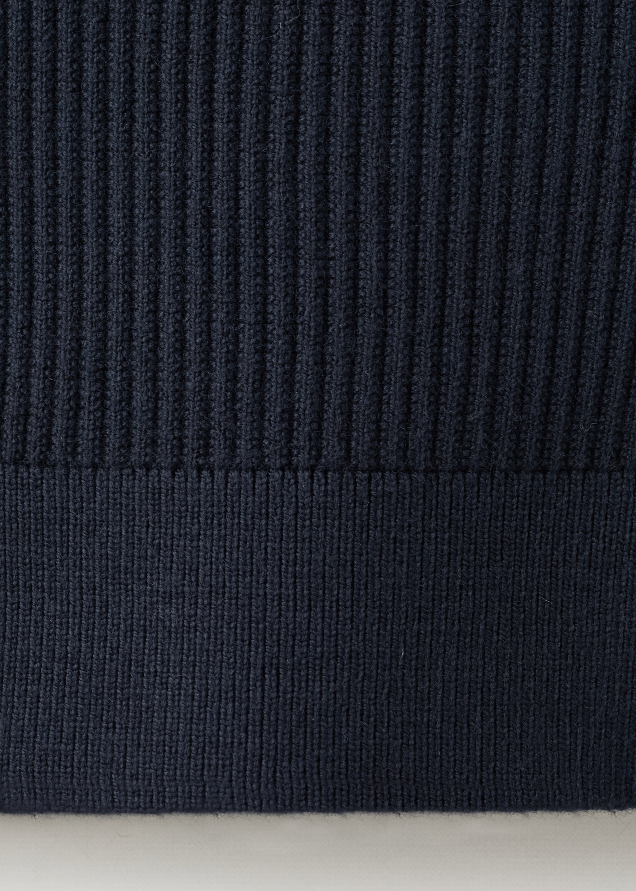 Cotton-blend ribbed polo sweater - Details of the article 0, Navy. Ref: 27051282-00.