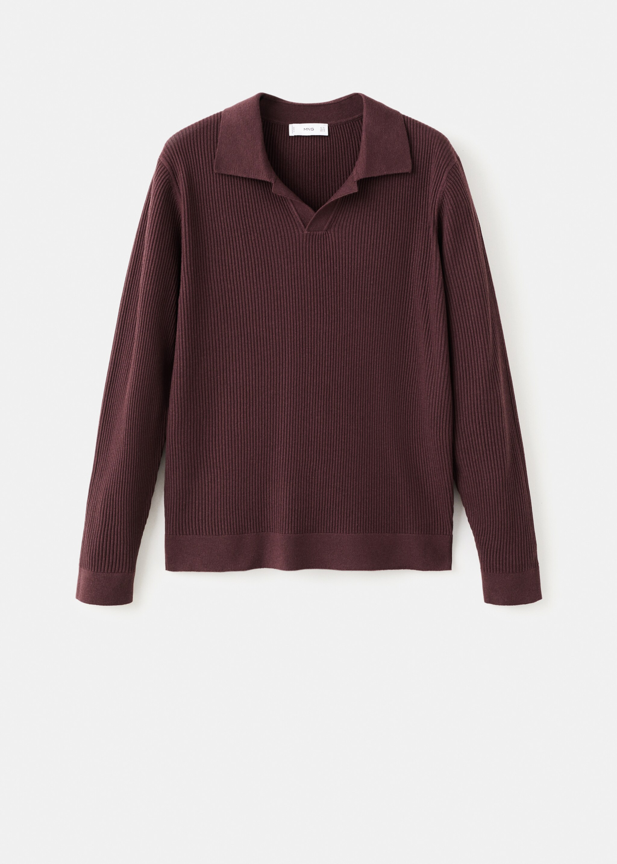 سترة بولو مضلعة من مزيج القطن - منتج دون نموذج, عنابي. Ref: 27051282-00.