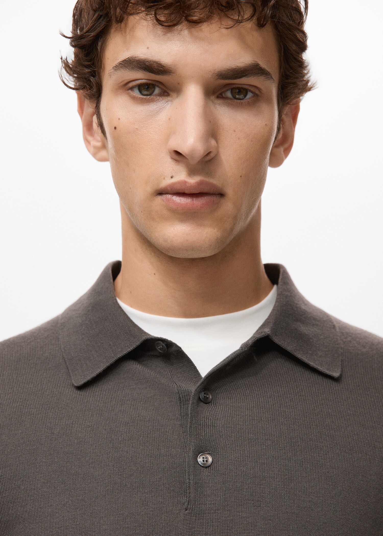 100% merino wool polo sweater - Details of the article 1