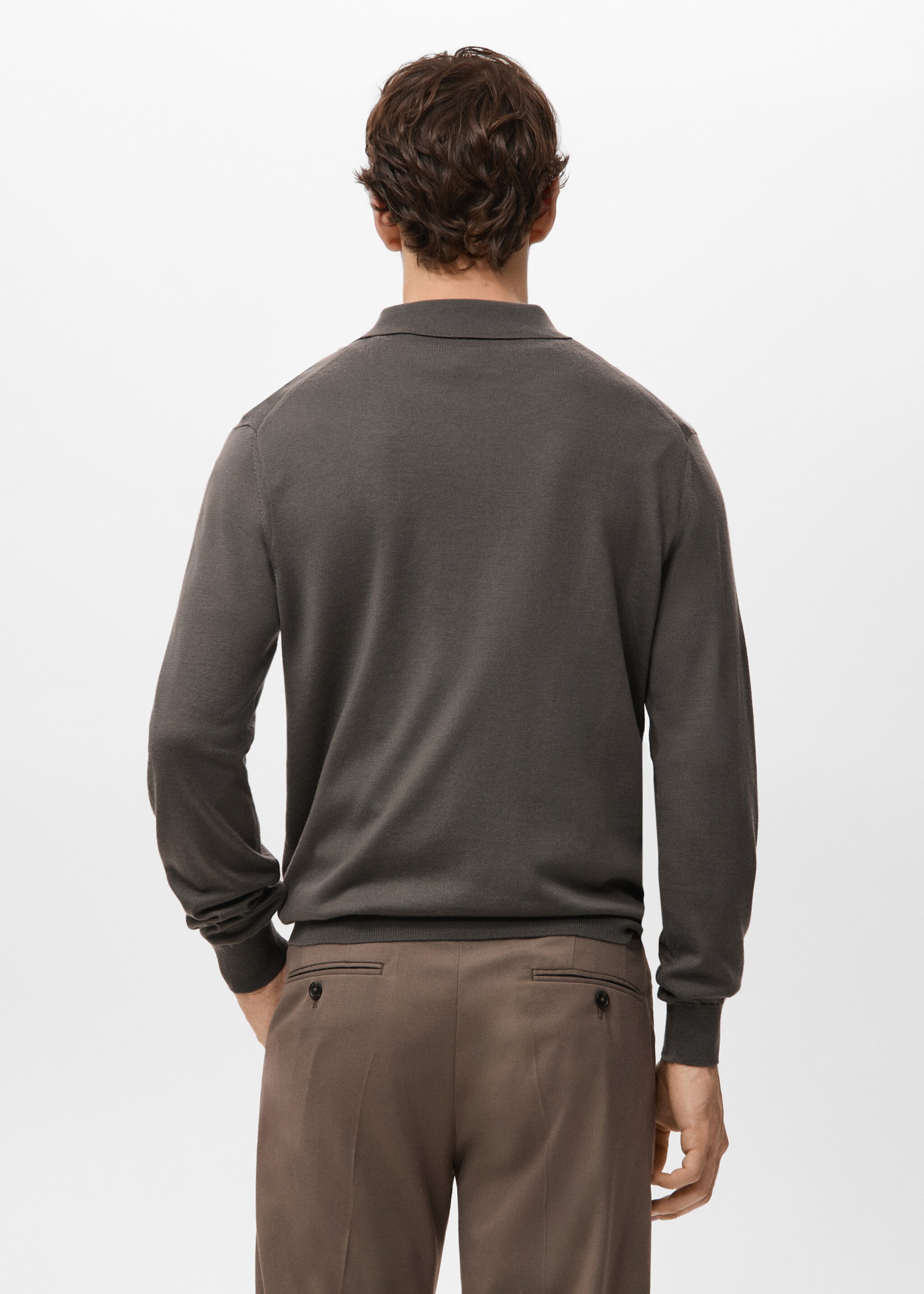 100% merino wool polo sweater - Reverse of the article, Medium Brown. Ref: 27051283-00.