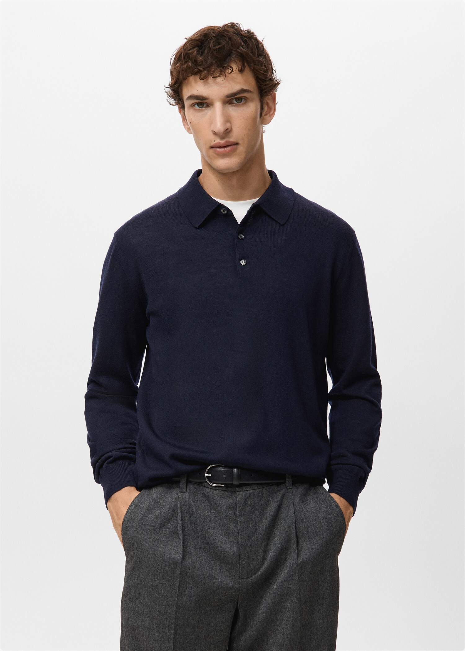 100% merino wool polo sweater - Medium plane