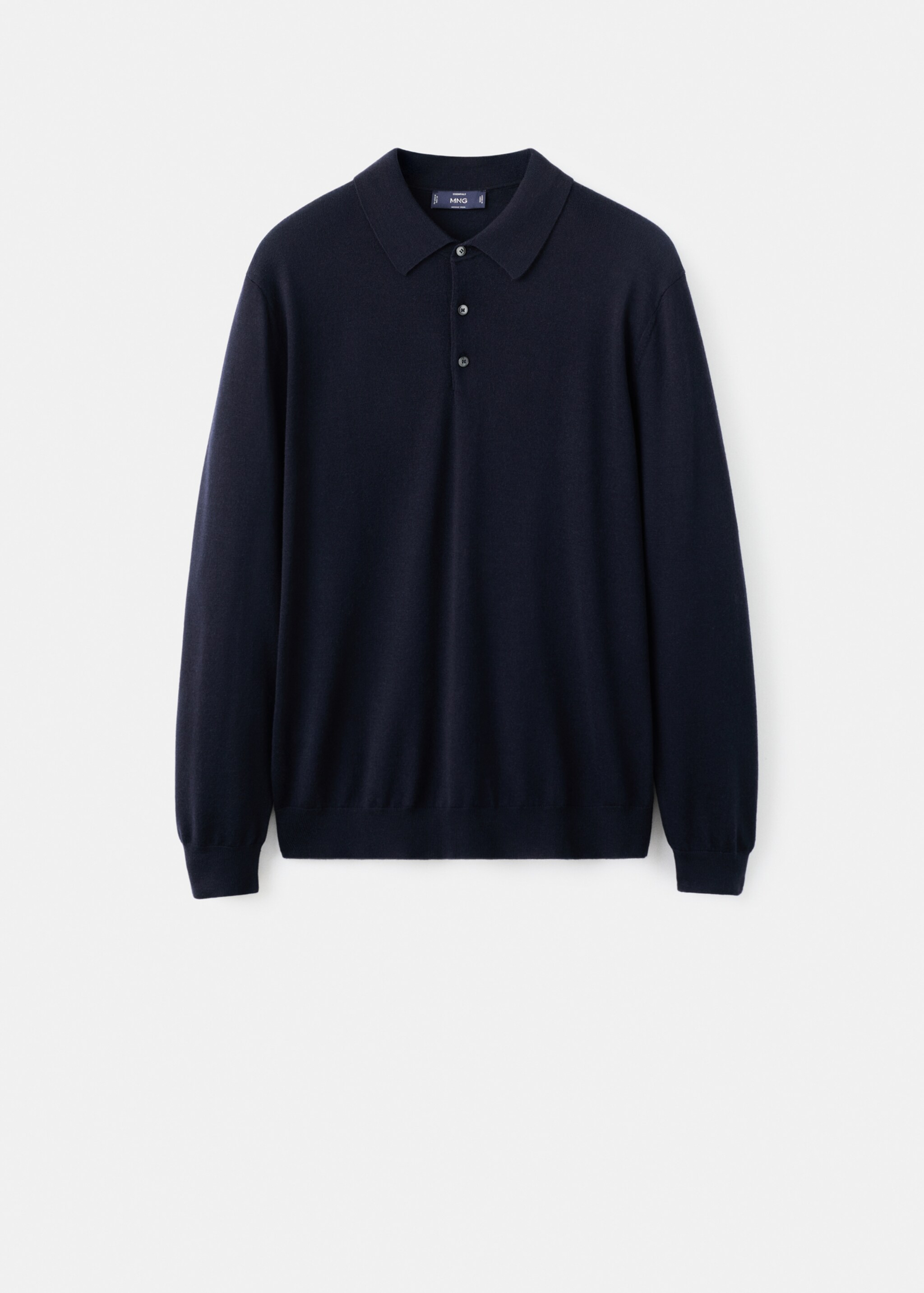 100% merino wool polo sweater - Article without model, Navy. Ref: 27051283-00.