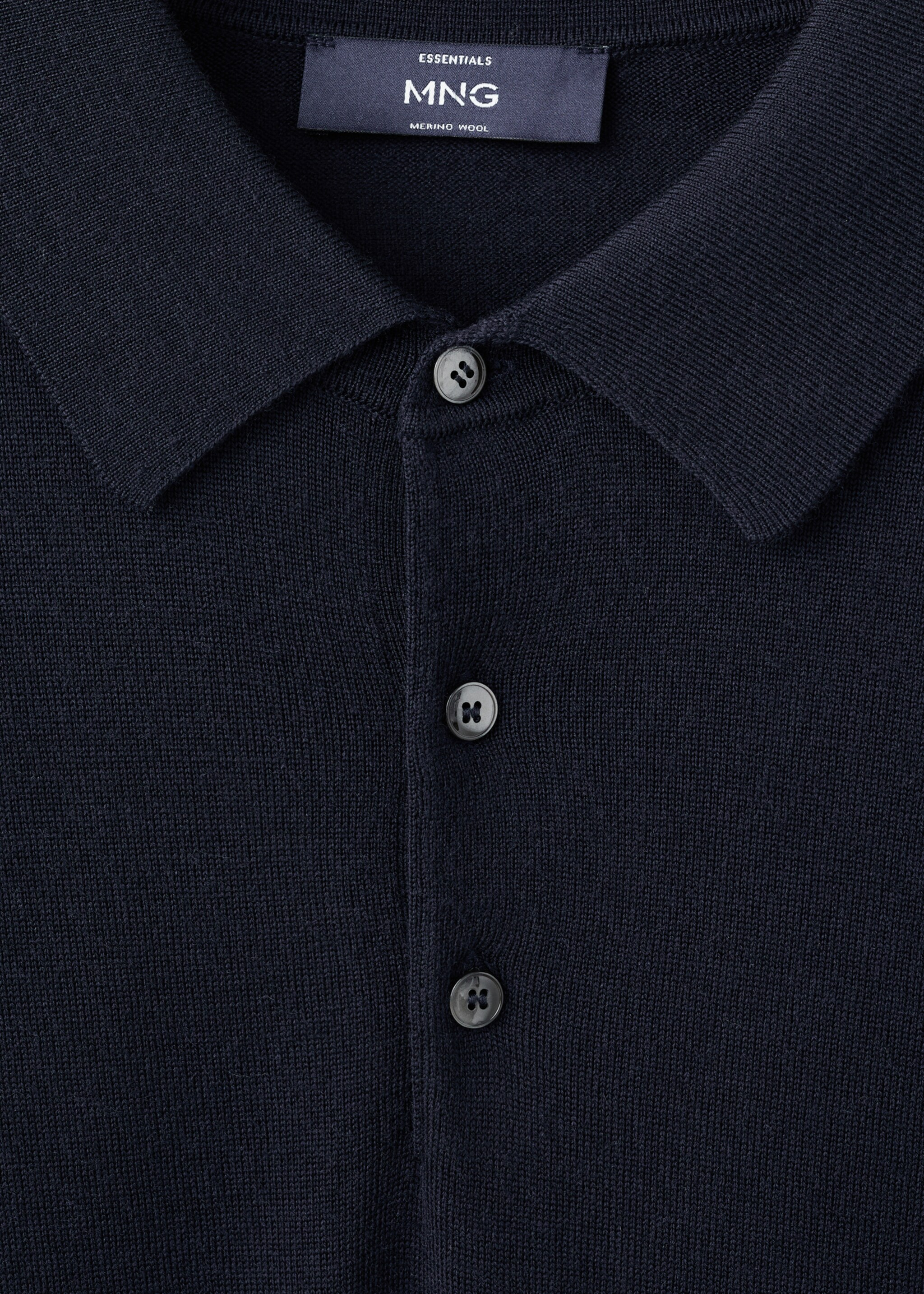 100% merino wool polo sweater - Details of the article 8, Navy. Ref: 27051283-00.