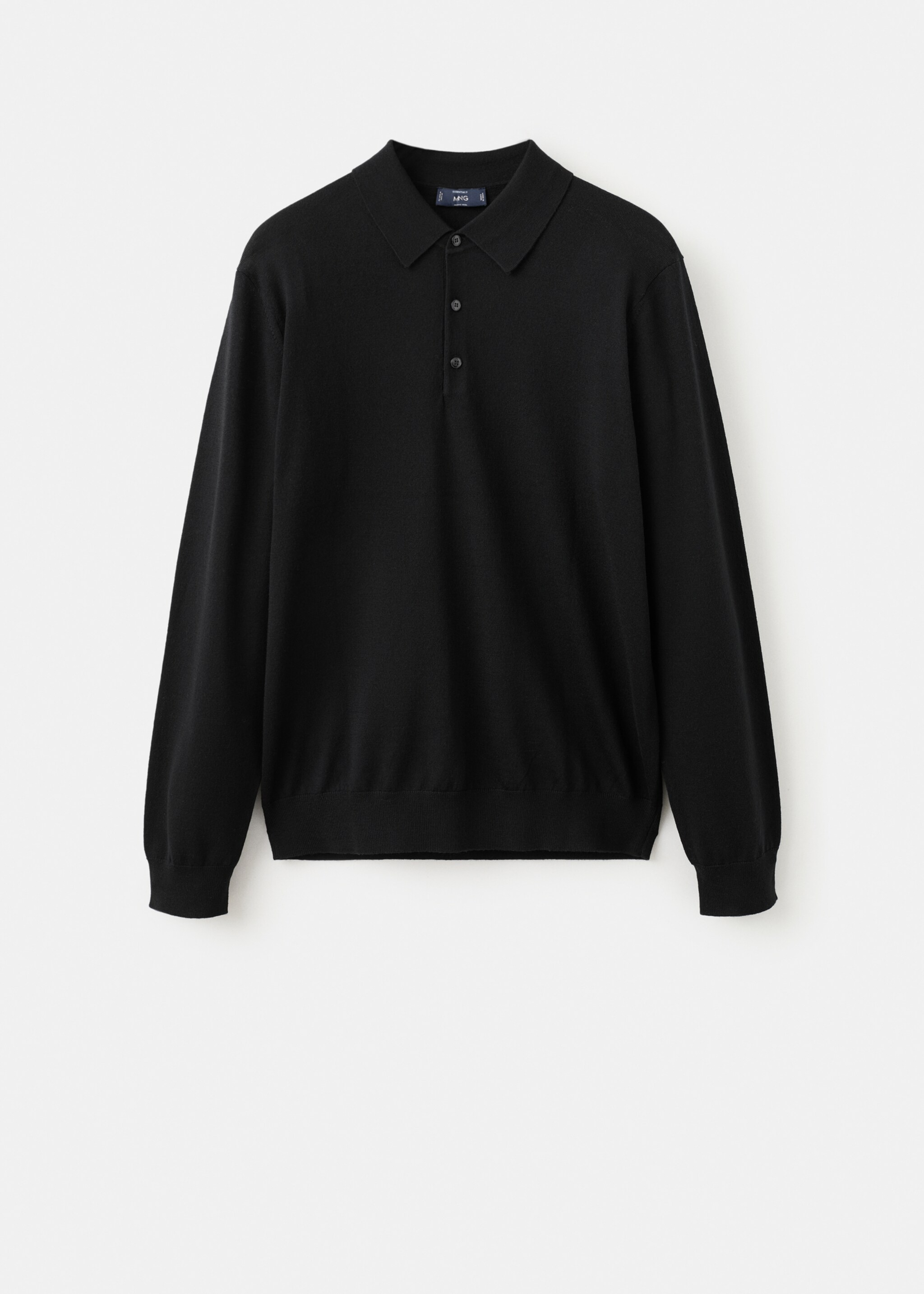 100% merino wool polo sweater - Article without model, Black. Ref: 27051283-00.