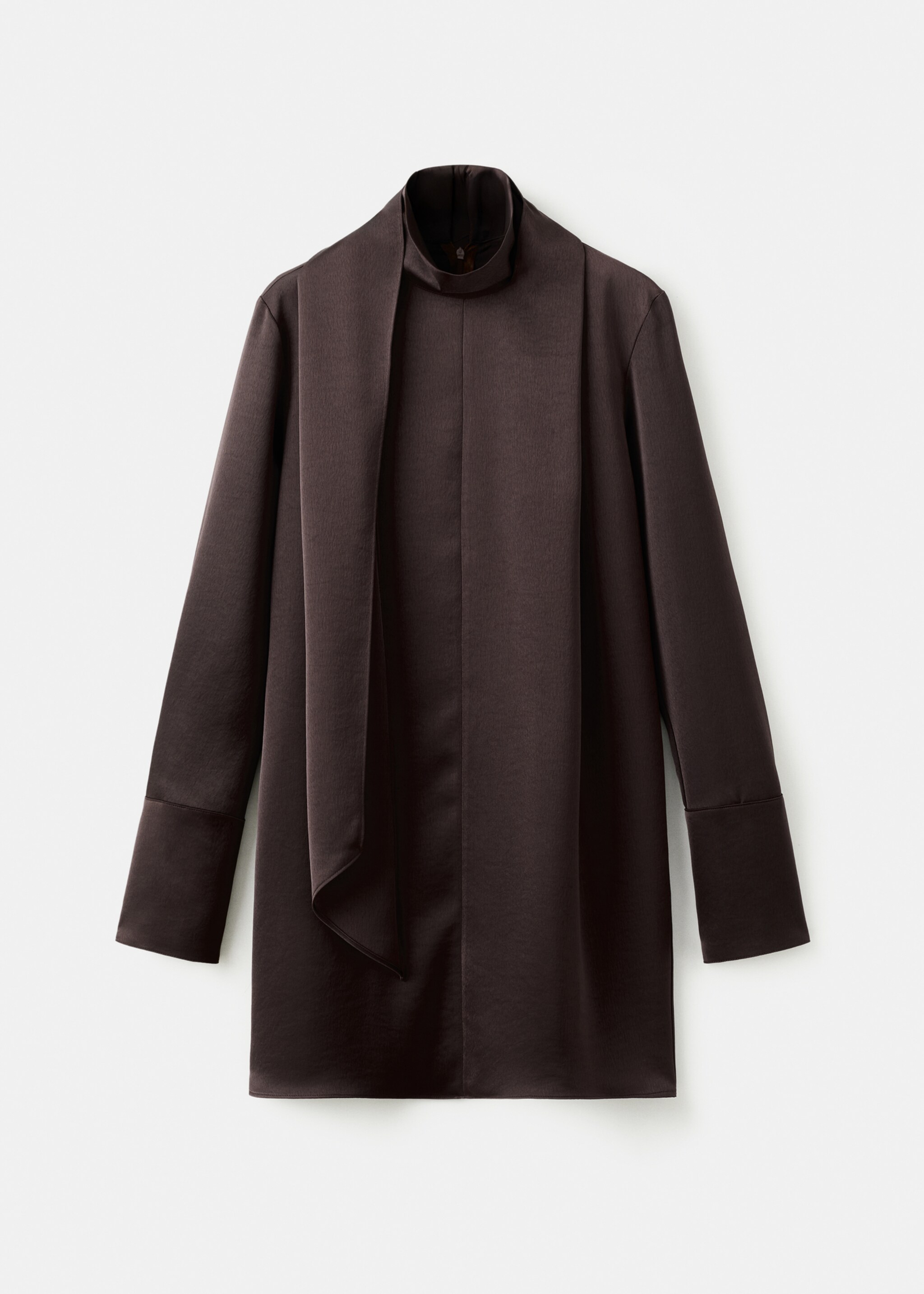 Satin dress with foulard - Article without model, Brown. Ref: 27051284-00.