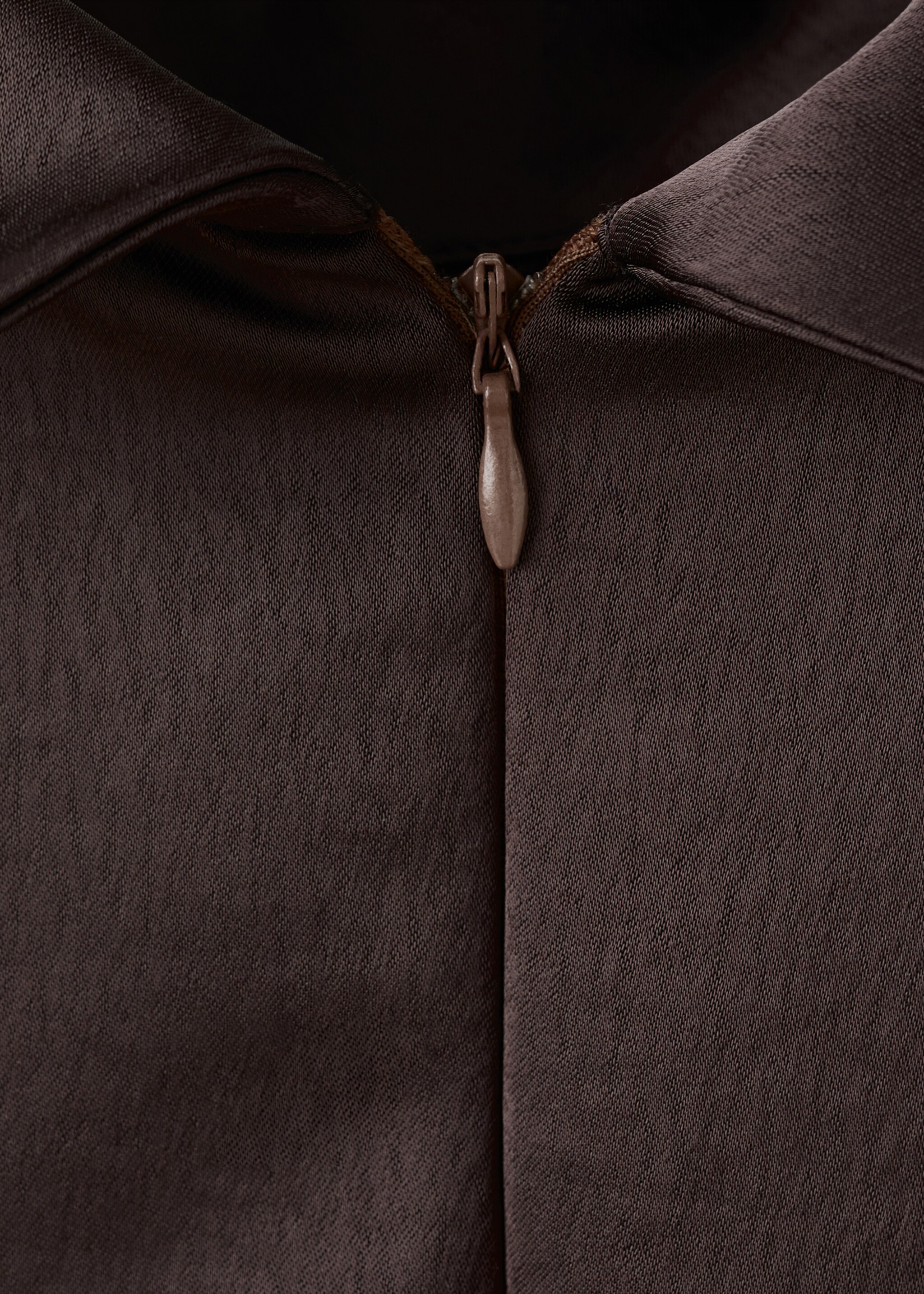 Satin dress with foulard - Details of the article 0, Brown. Ref: 27051284-00.